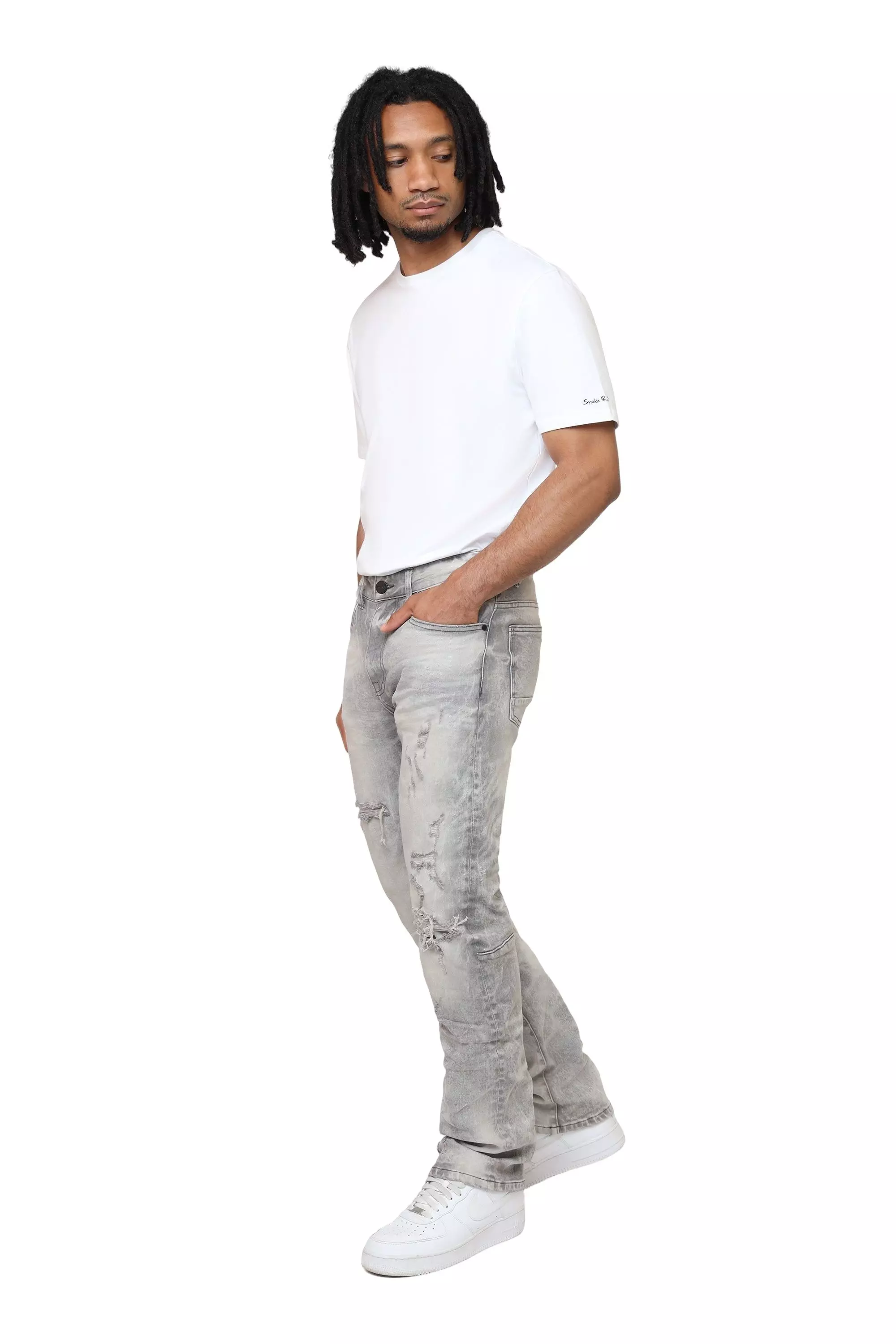 Smoke Rise Men's Straight Fit Denim Jeans - Pumice Grey - GREY