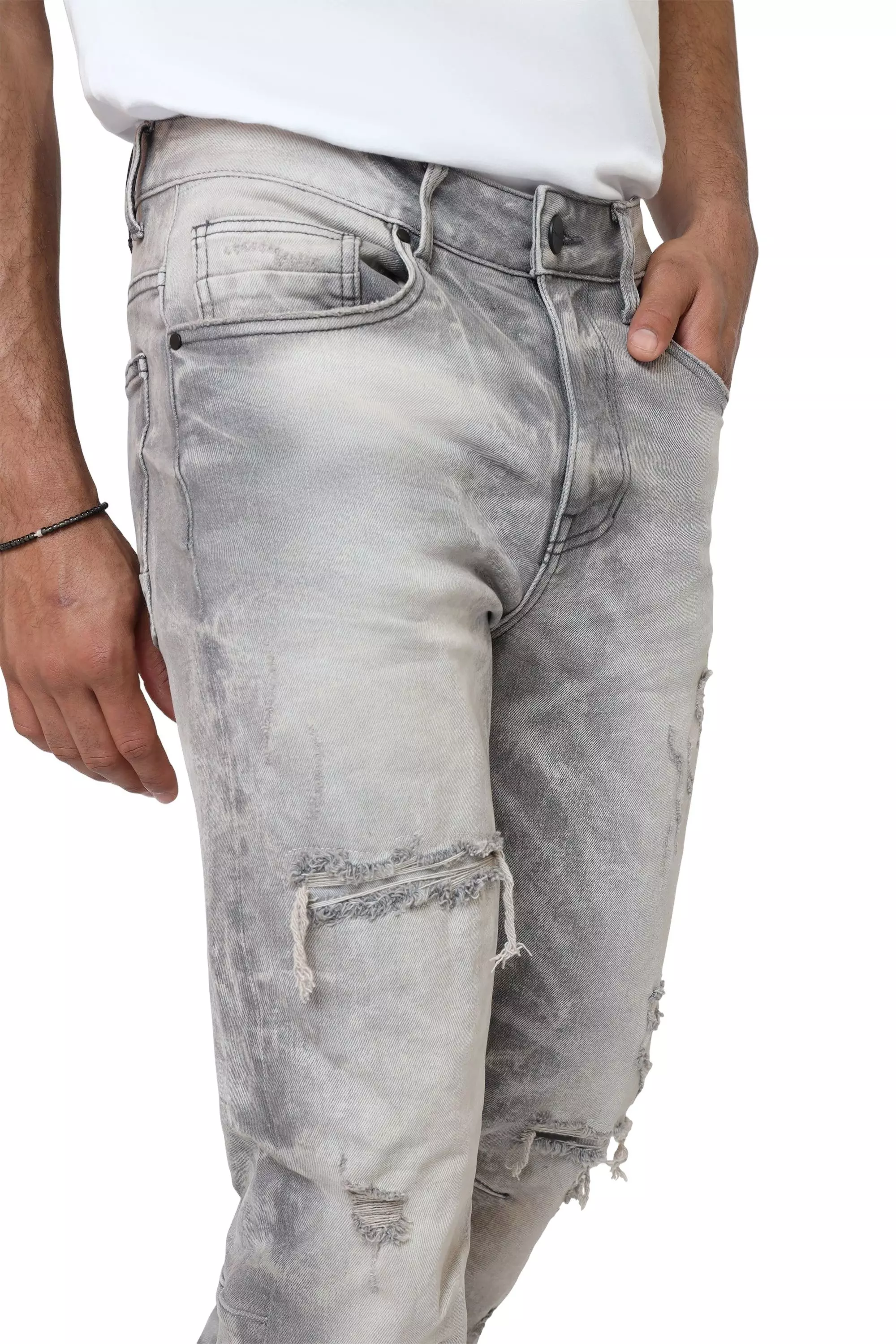 Smoke Rise Men's Straight Fit Denim Jeans - Pumice Grey - GREY