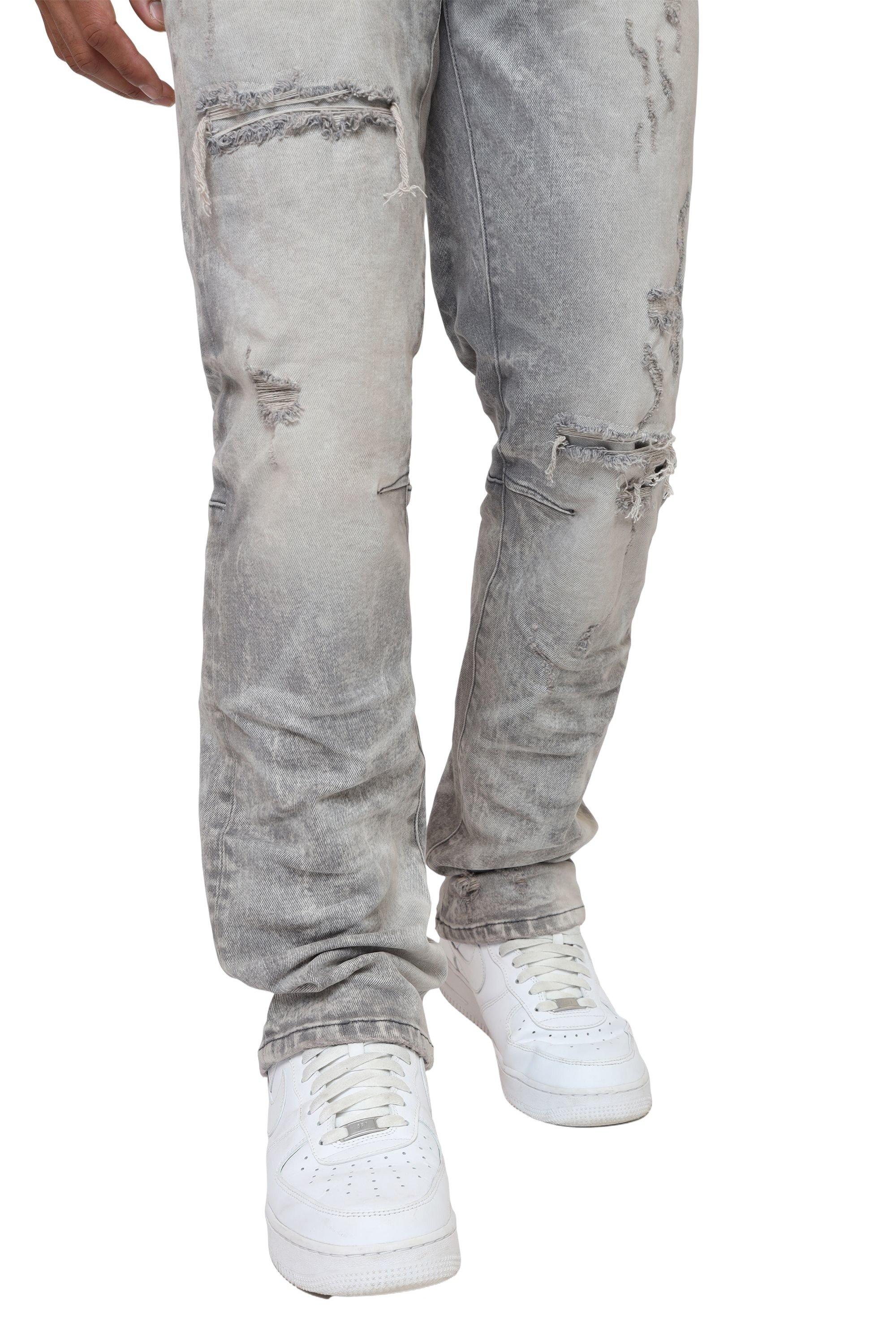Smoke Rise Men's Straight Fit Denim Jeans - Pumice Grey - GREY Thumbnail View 8