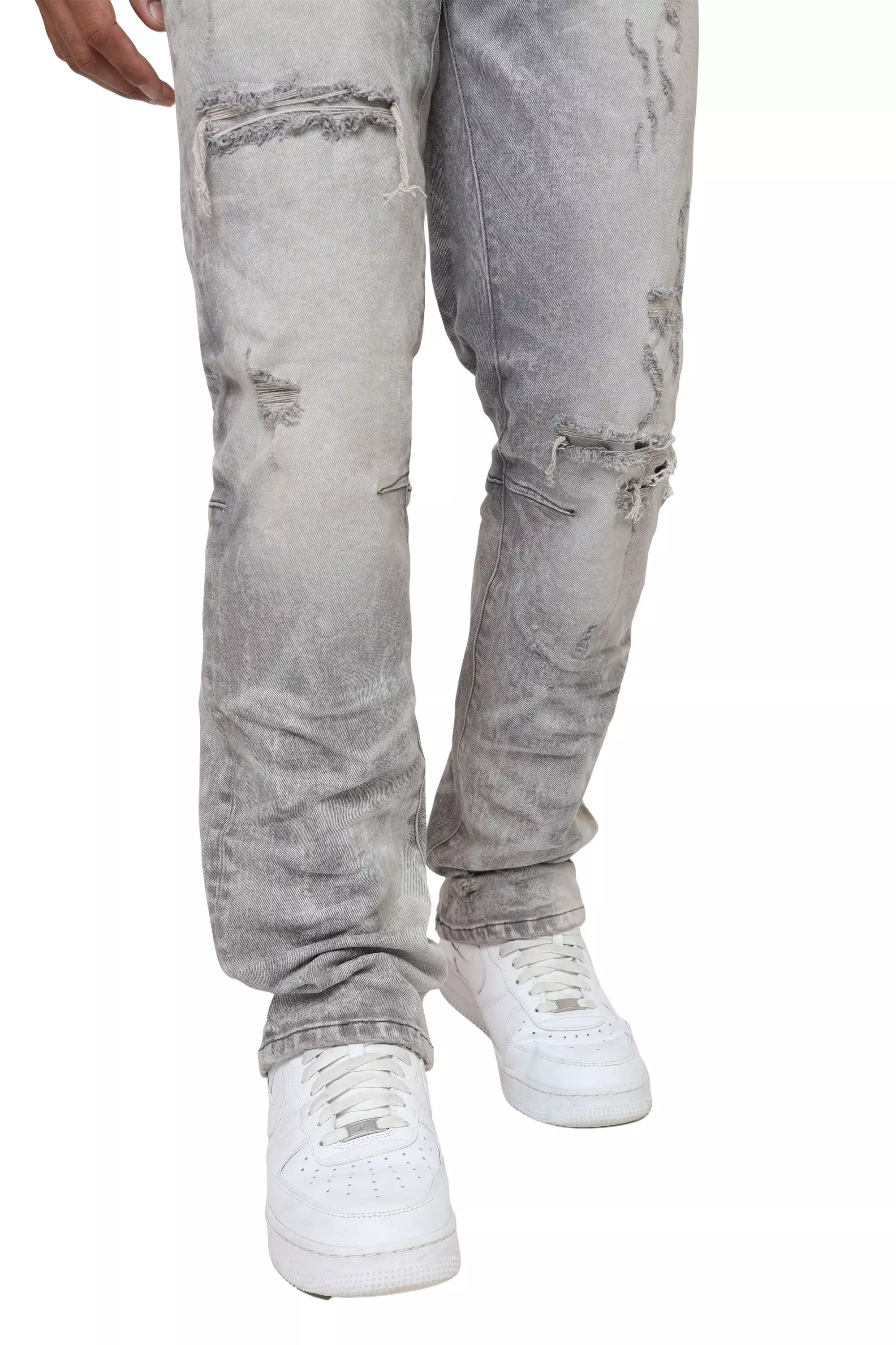 Smoke Rise Men's Straight Fit Denim Jeans - Pumice Grey - GREY