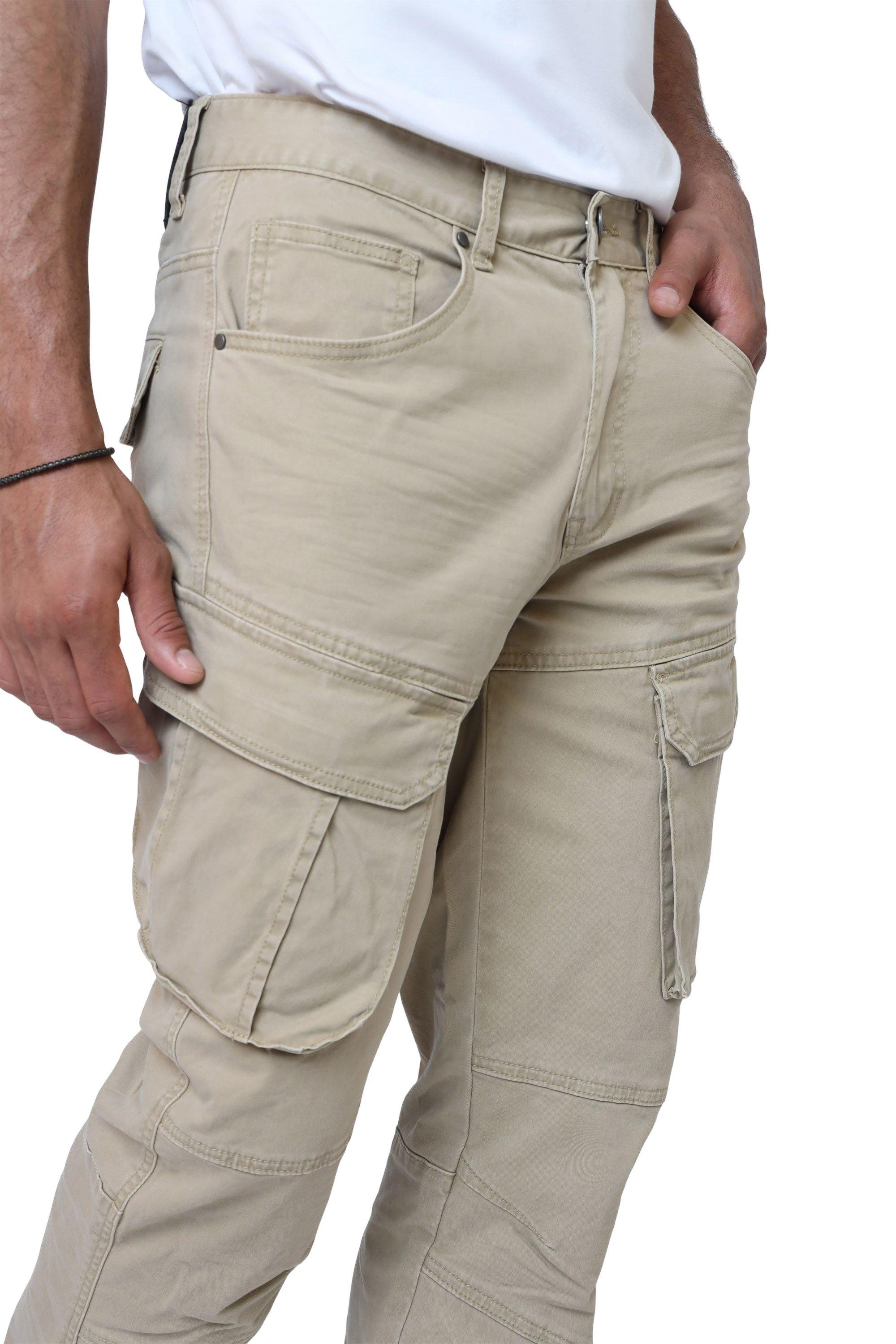 Smoke Rise Men's Twill Essential Cargo Pants - Khaki - KHAKI Thumbnail View 7