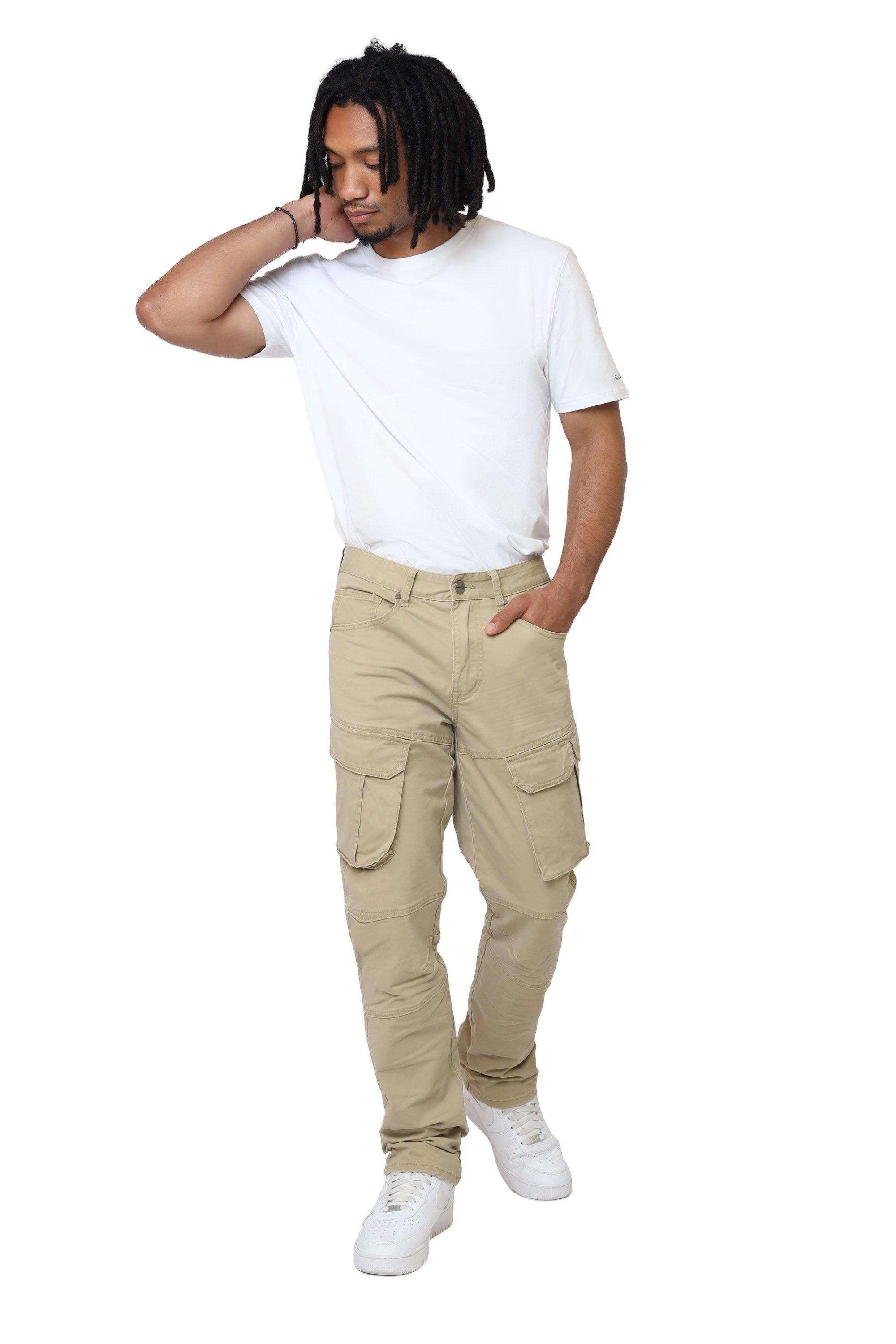 Smoke Rise Men's Twill Essential Cargo Pants - Khaki - KHAKI Thumbnail View 9