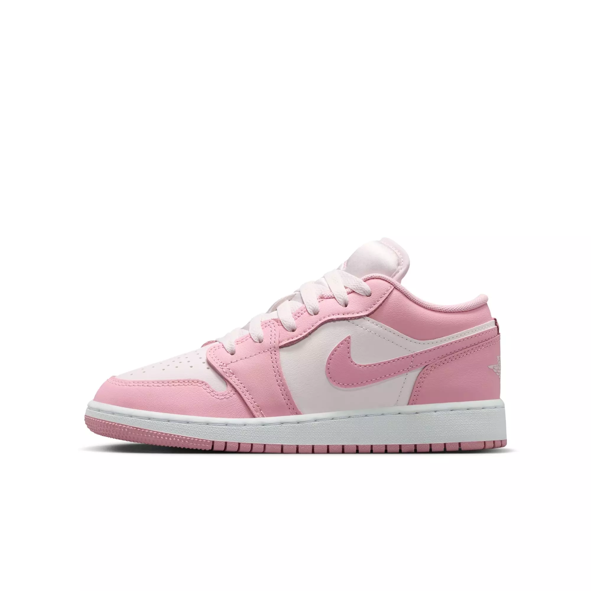 Jordan 1 Low "Med Soft Pink/Pearl Pink/White" Grade School Girls' Shoe - PINK/WHITE