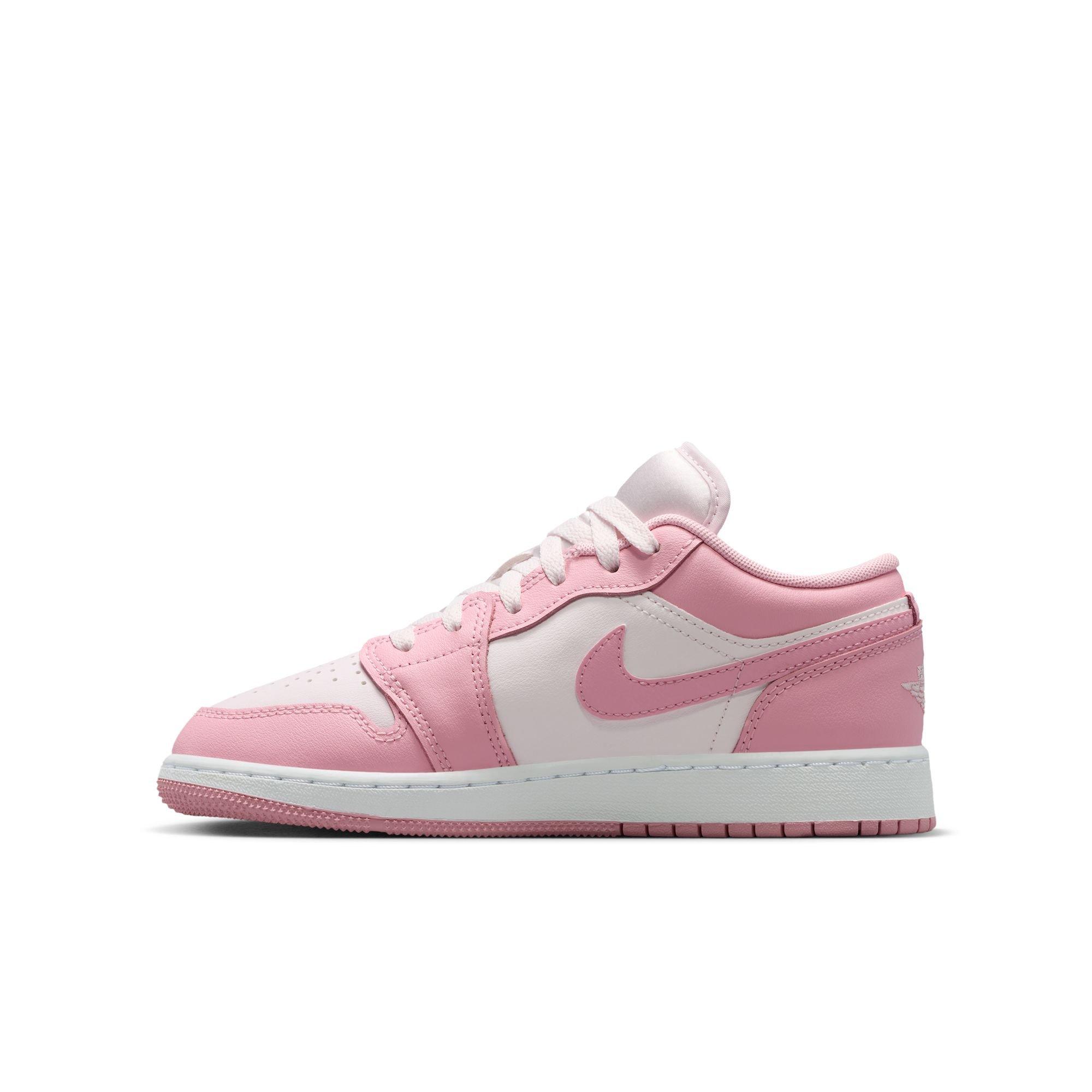 Jordan 1 Low Grade School Girls' "Med Soft Pink/Pearl Pink/White" Shoe