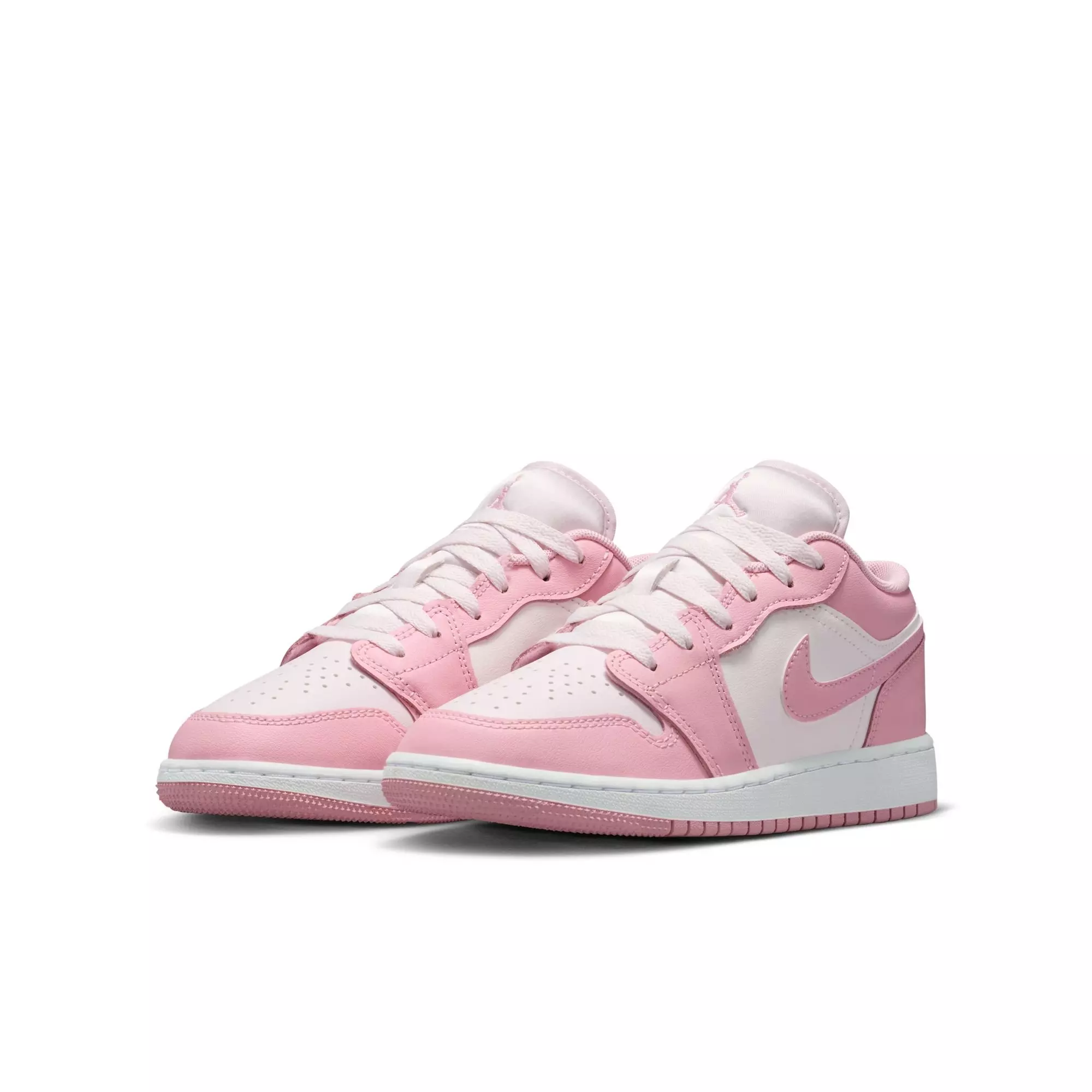 Jordan 1 Low "Med Soft Pink/Pearl Pink/White" Grade School Girls' Shoe - PINK/WHITE