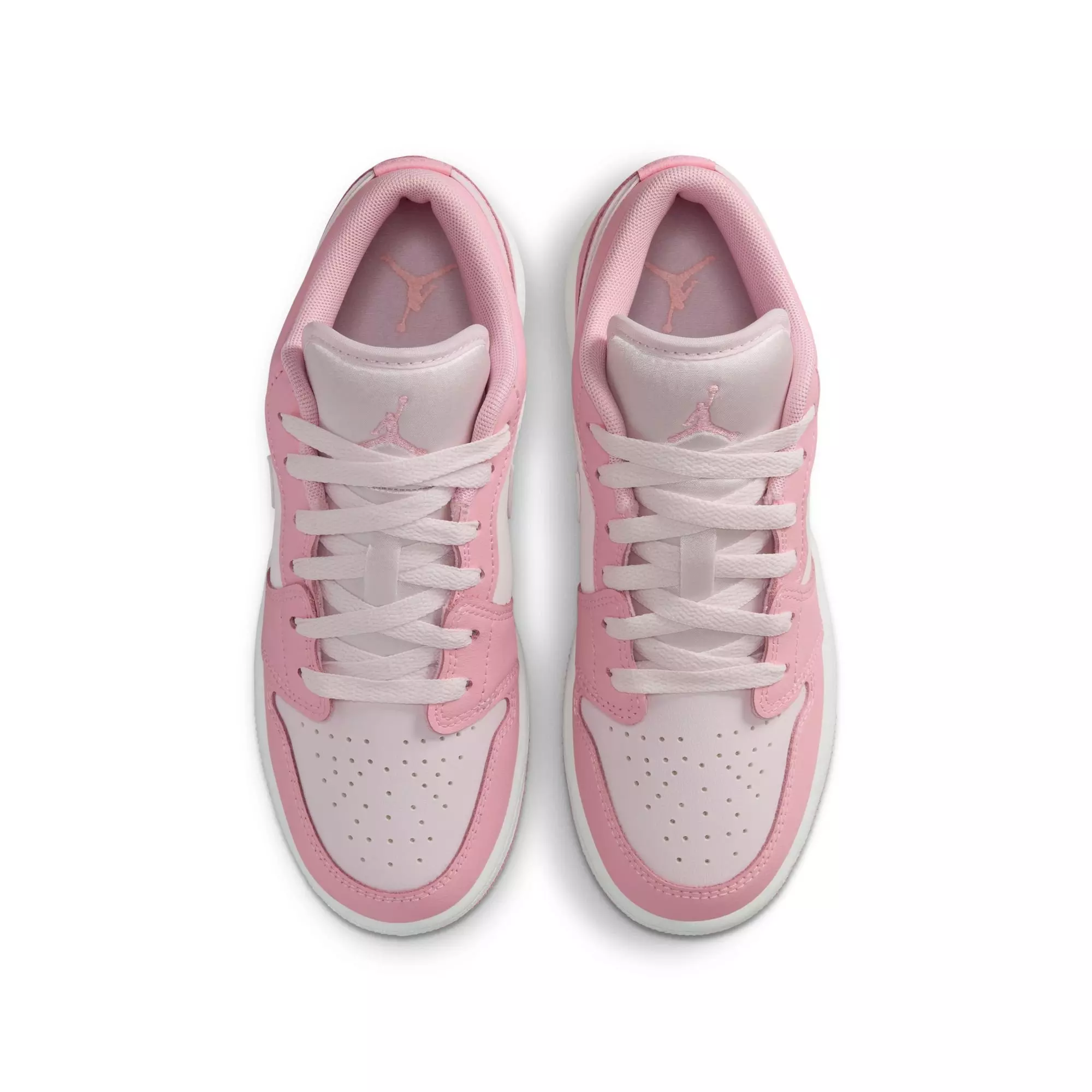 Jordan 1 Low "Med Soft Pink/Pearl Pink/White" Grade School Girls' Shoe - PINK/WHITE