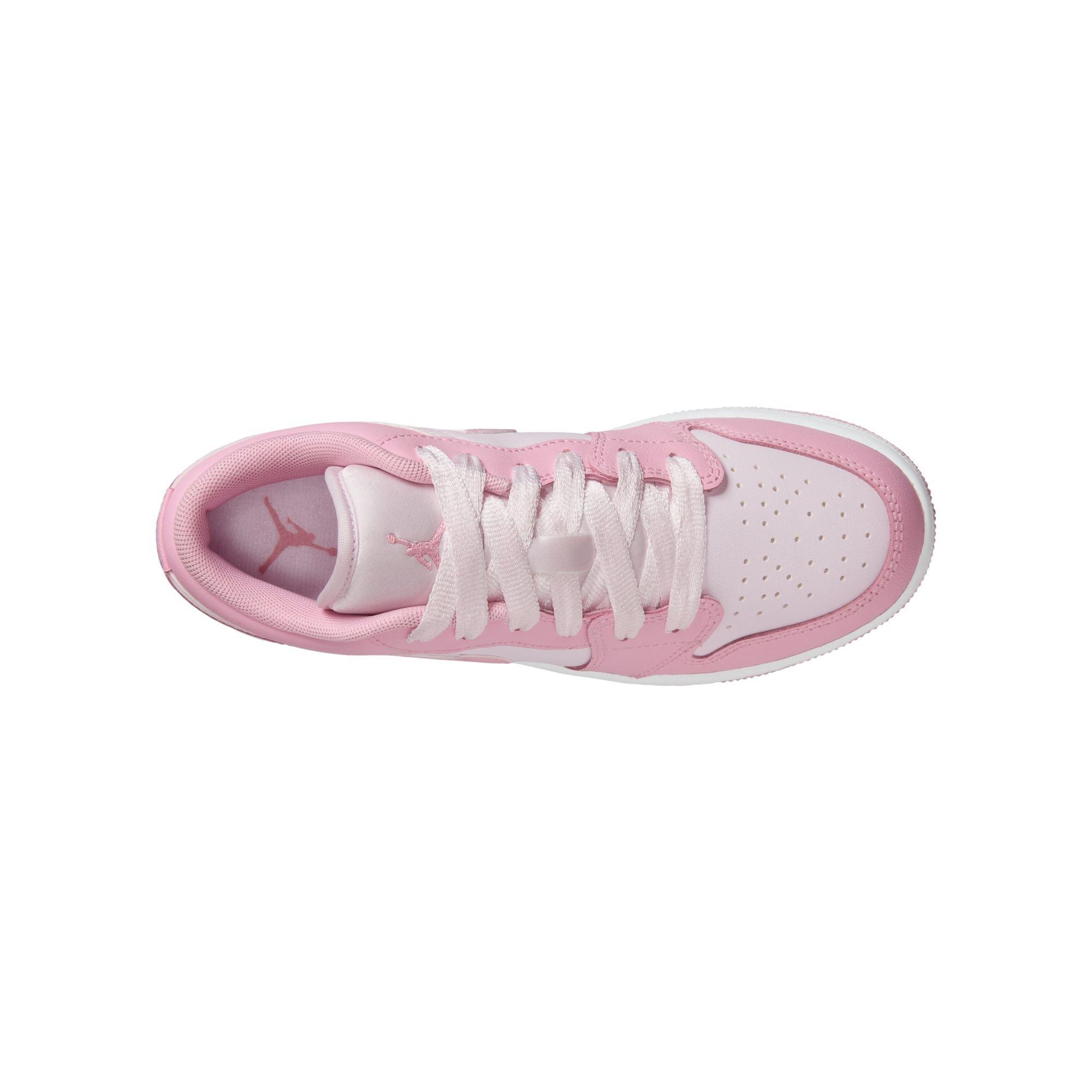 Jordan 1 Low Grade School Girls' "Med Soft Pink/Pearl Pink/White" Shoe