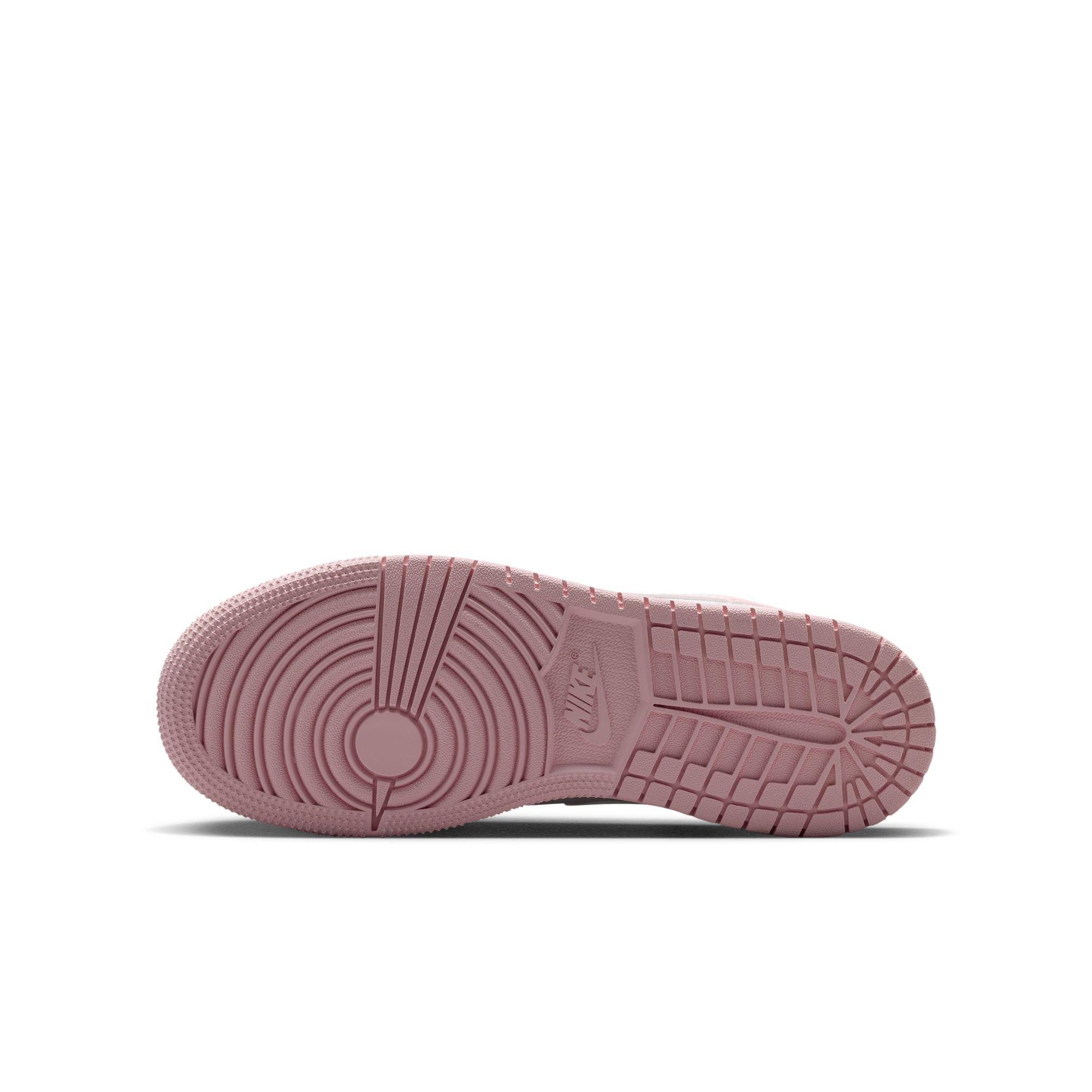 Jordan 1 Low Grade School Girls' "Med Soft Pink/Pearl Pink/White" Shoe