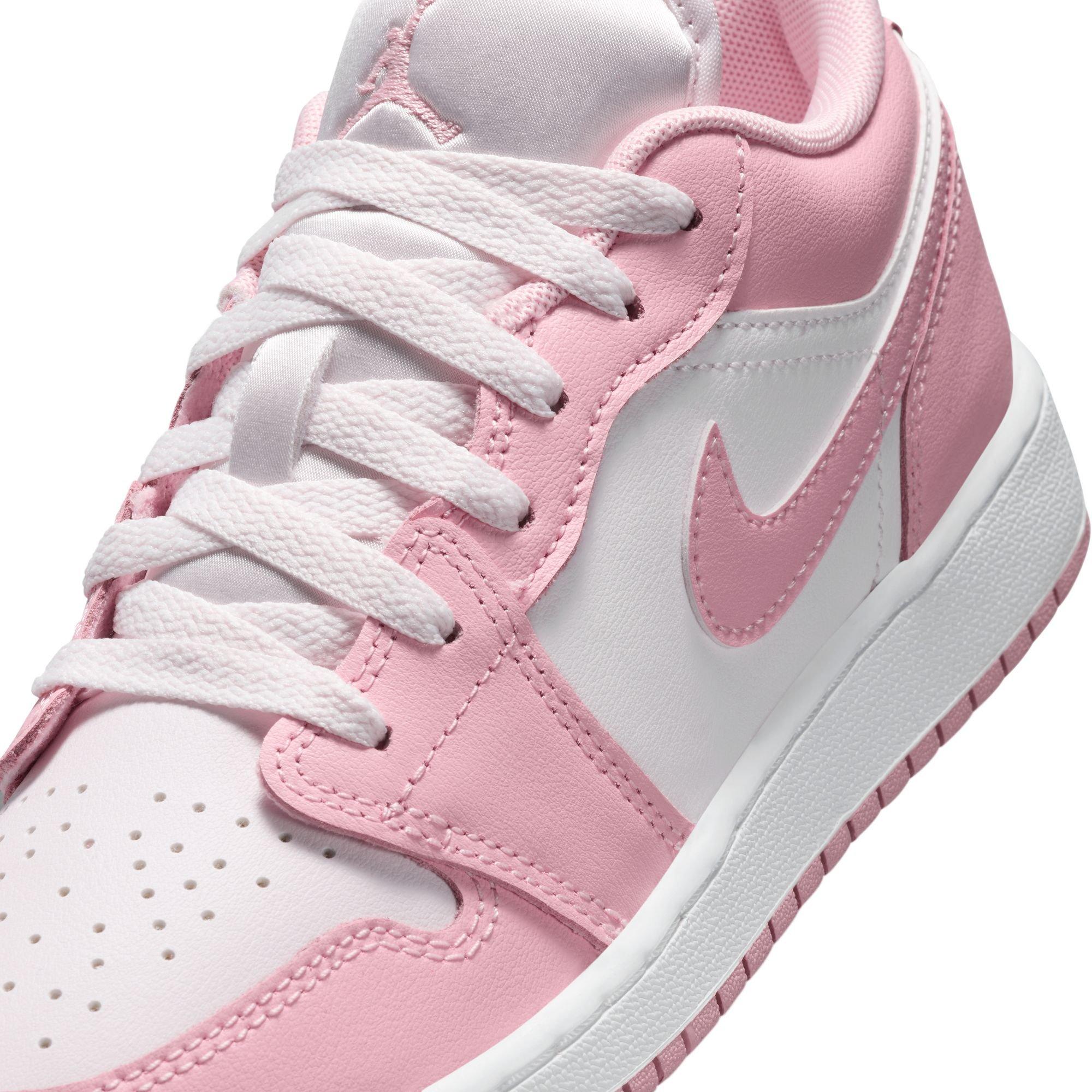 Jordan 1 Low Grade School Girls' "Med Soft Pink/Pearl Pink/White" Shoe