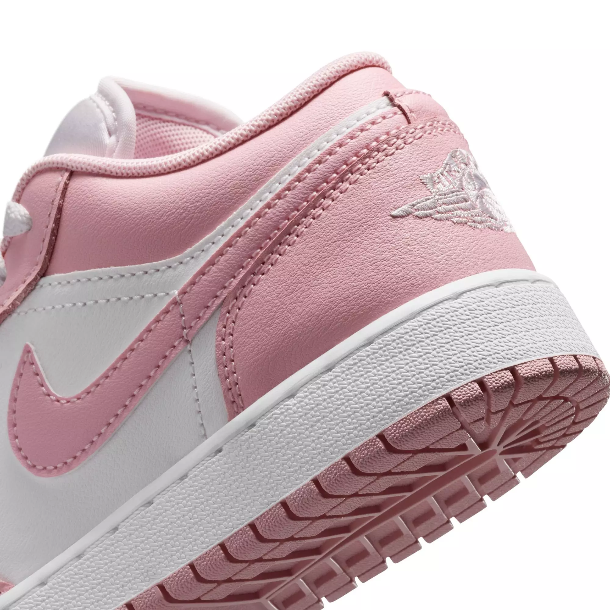 Jordan 1 Low "Med Soft Pink/Pearl Pink/White" Grade School Girls' Shoe - PINK/WHITE