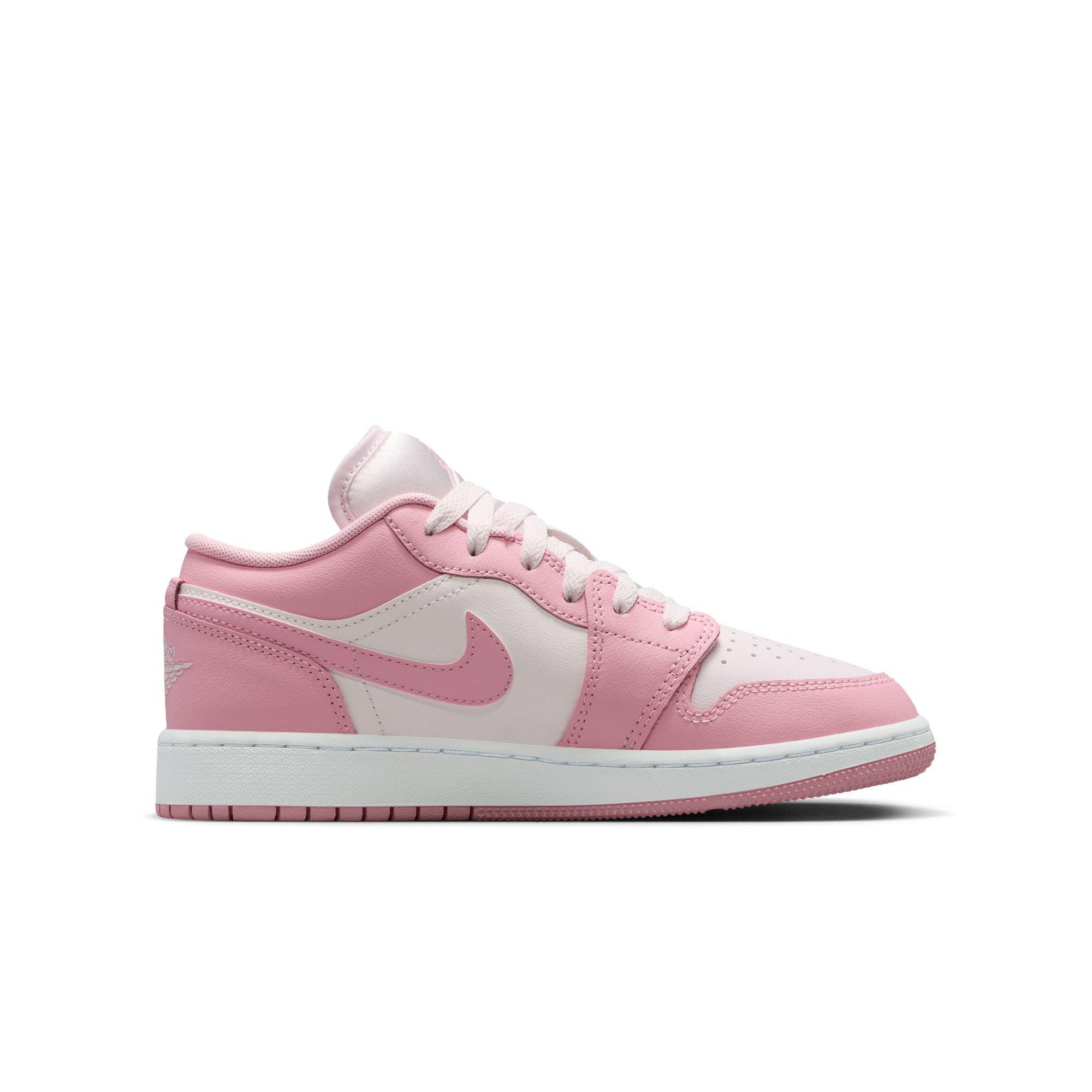 Jordan 1 Low Grade School Girls' "Med Soft Pink/Pearl Pink/White" Shoe