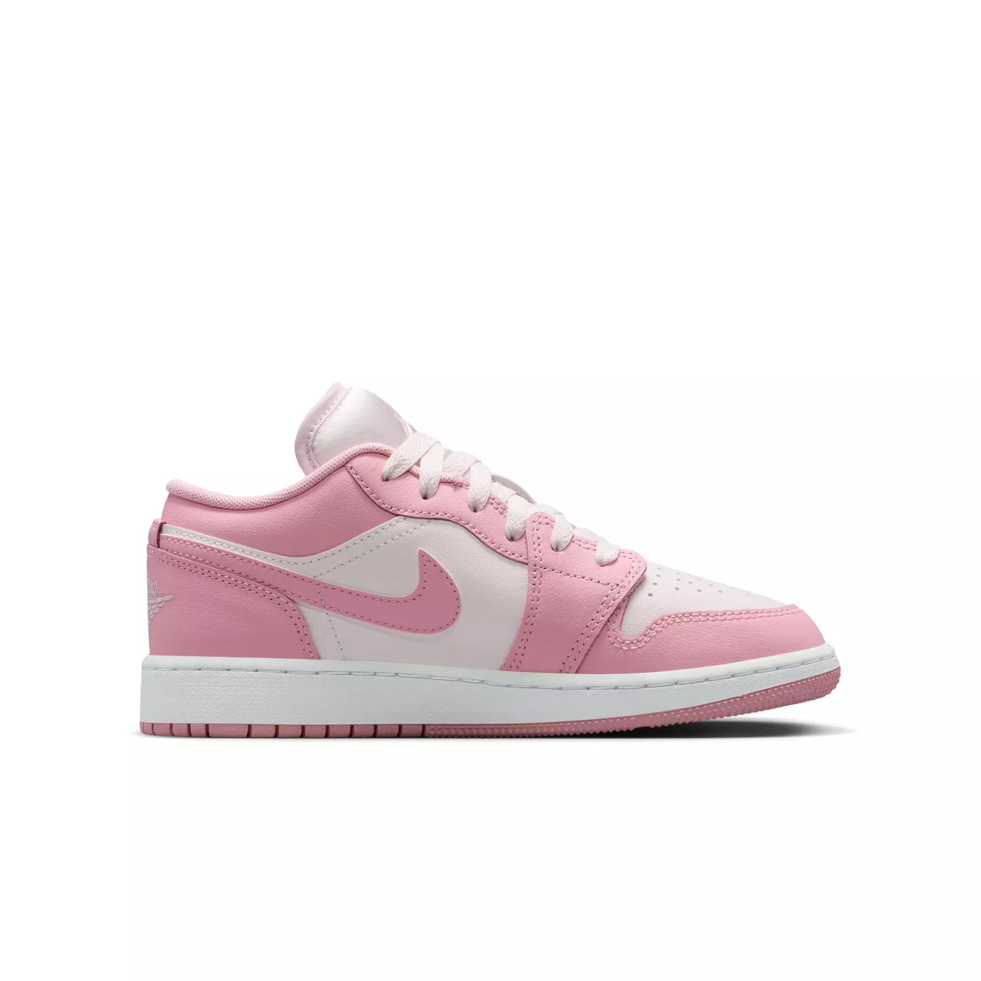 Jordan 1 Low "Med Soft Pink/Pearl Pink/White" Grade School Girls' Shoe - PINK/WHITE