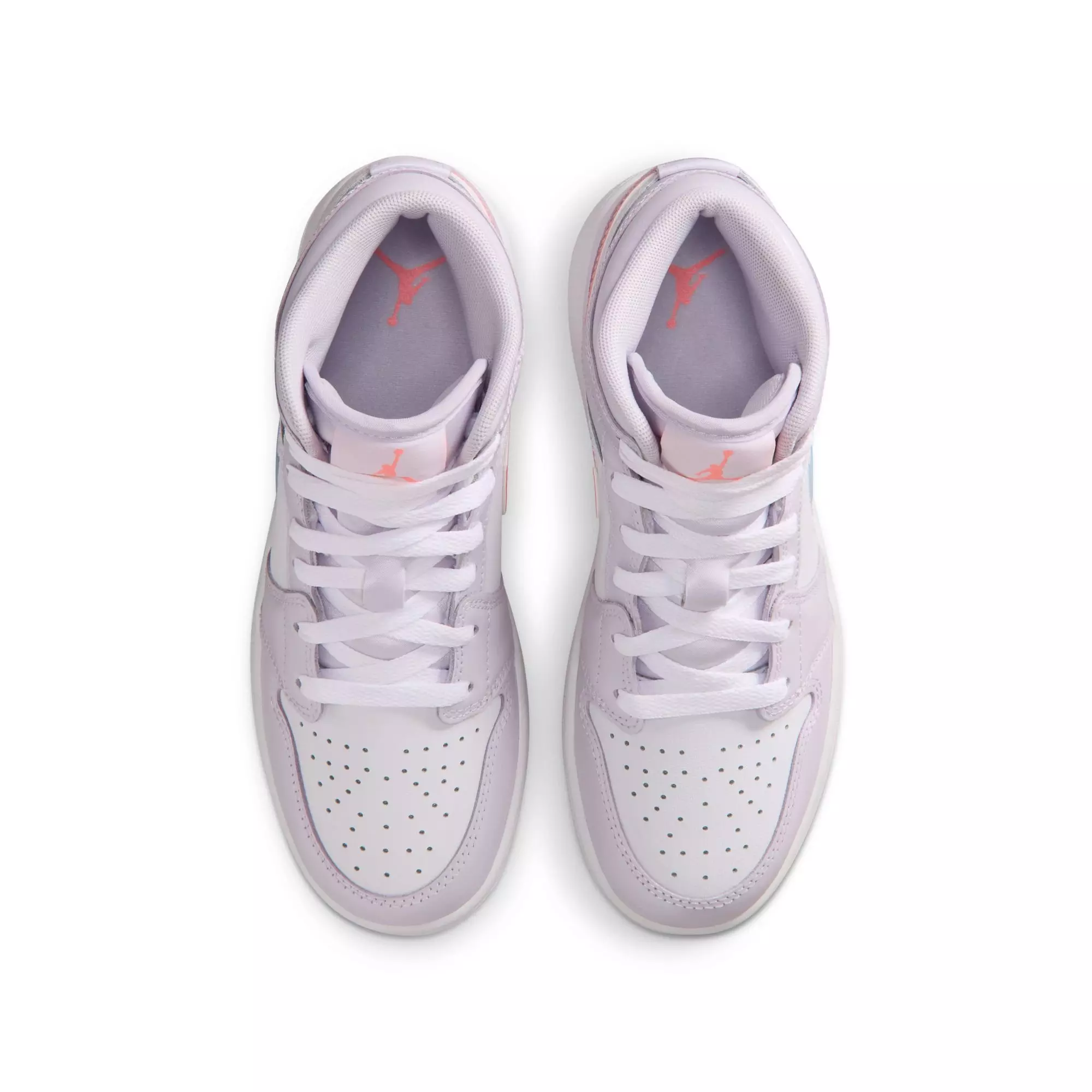 Jordan 1 Mid SE "Barely Grape/Atomic Pink/White" Grade School Girls' Shoe - PURPLE/PINK