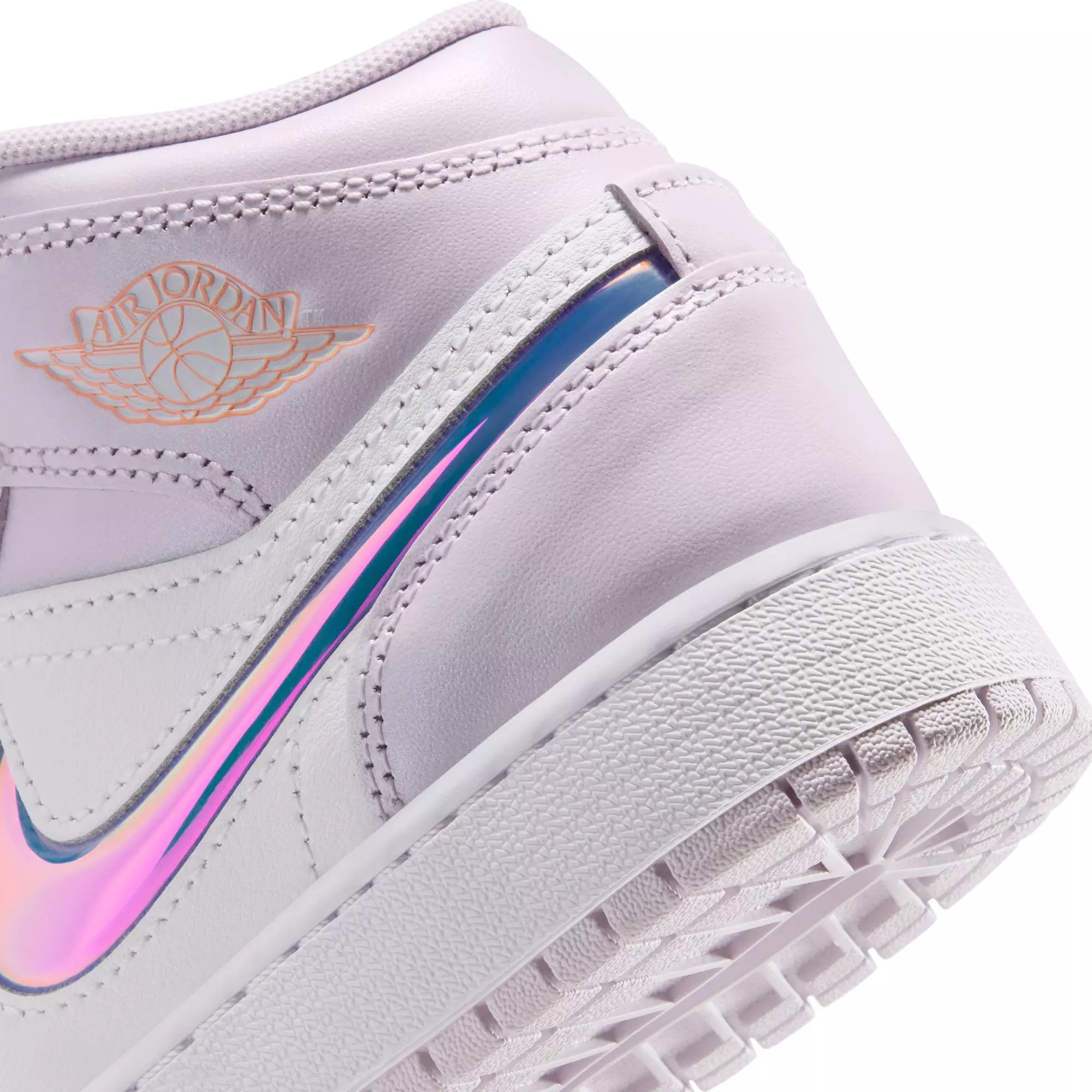 Jordan 1 Mid SE "Barely Grape/Atomic Pink/White" Grade School Girls' Shoe - PURPLE/PINK