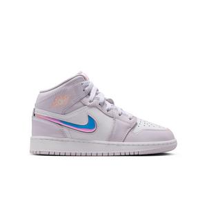 Jordan 1 Mid SE "Barely Grape/Atomic Pink/White" Grade School Girls' Shoe