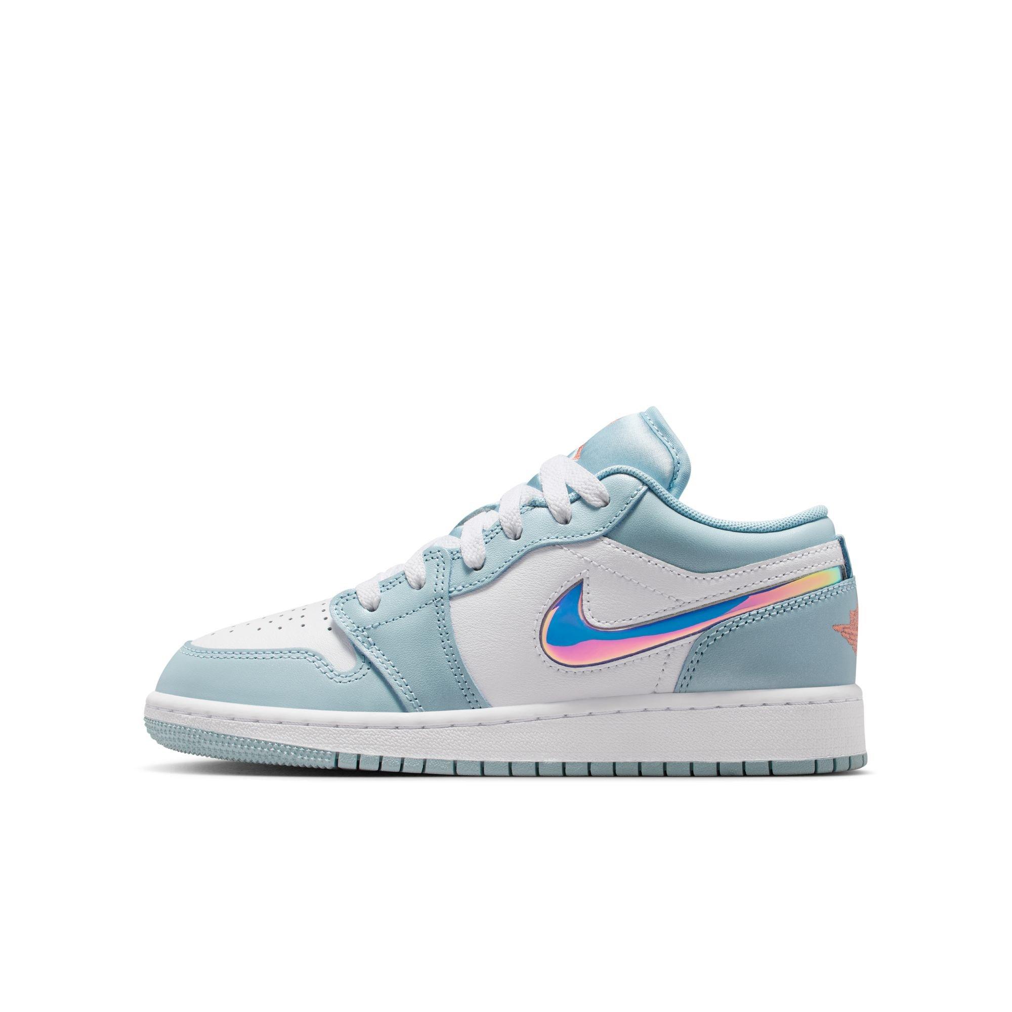 Jordan 1 Low Grade School Girls' "Ocean Bliss/Atomic Pink/White" Shoe