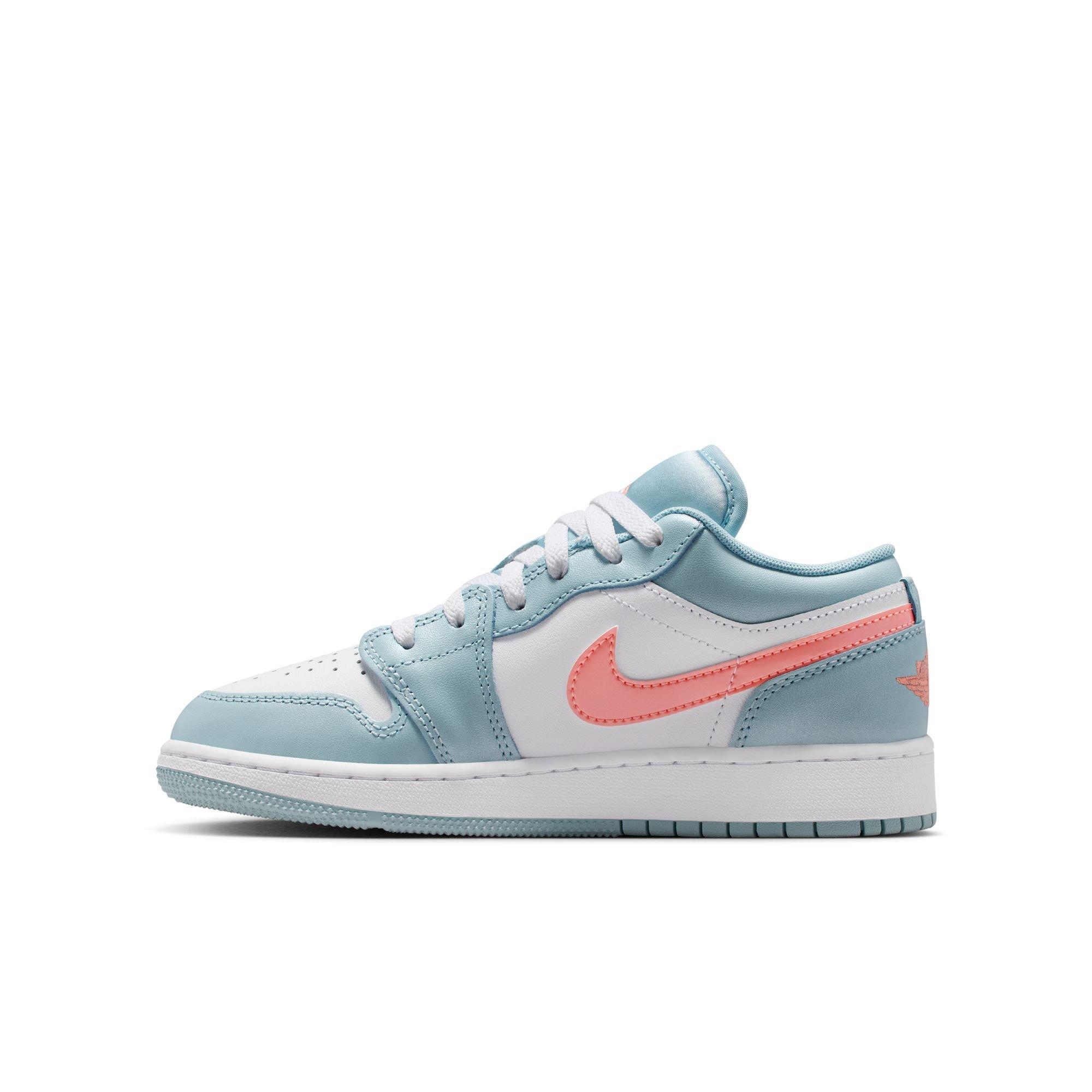 Jordan 1 Low Grade School Girls' "Ocean Bliss/Atomic Pink/White" Shoe