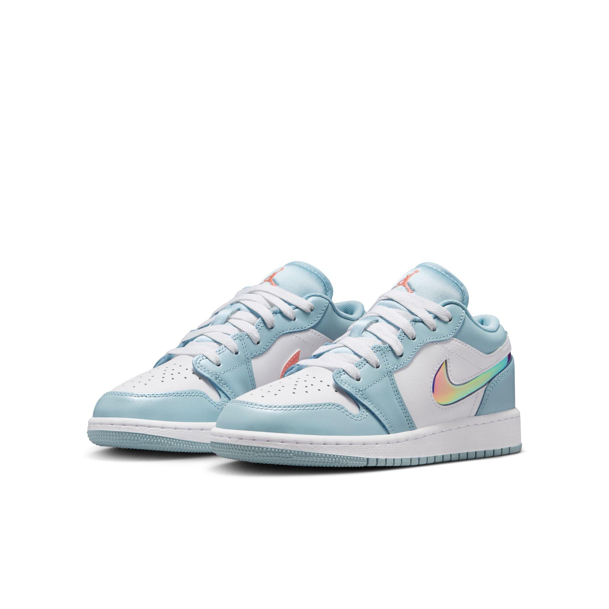 Jordan 1 Low Grade School Girls' "Ocean Bliss/Atomic Pink/White" Shoe