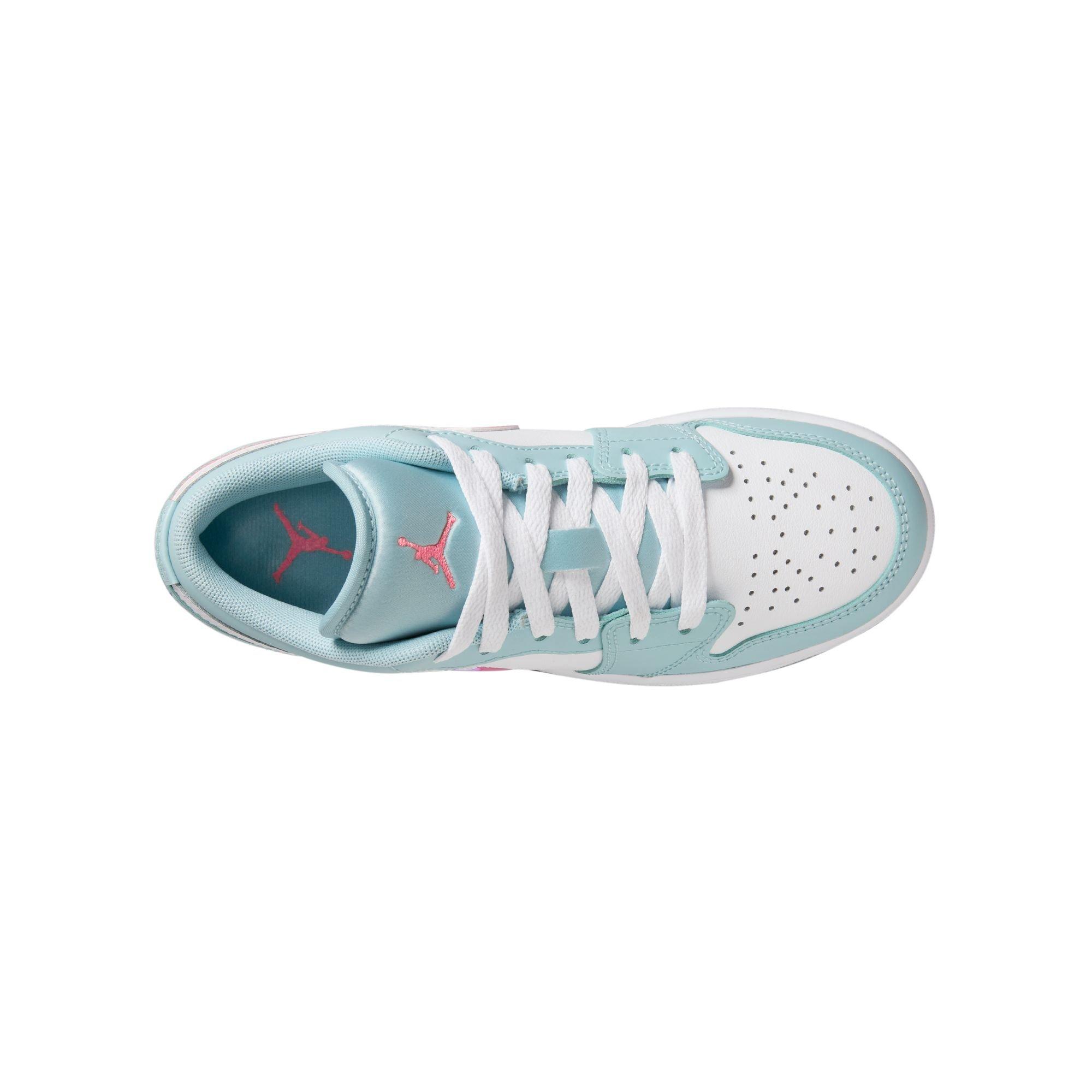 Jordan 1 Low Grade School Girls' "Ocean Bliss/Atomic Pink/White" Shoe