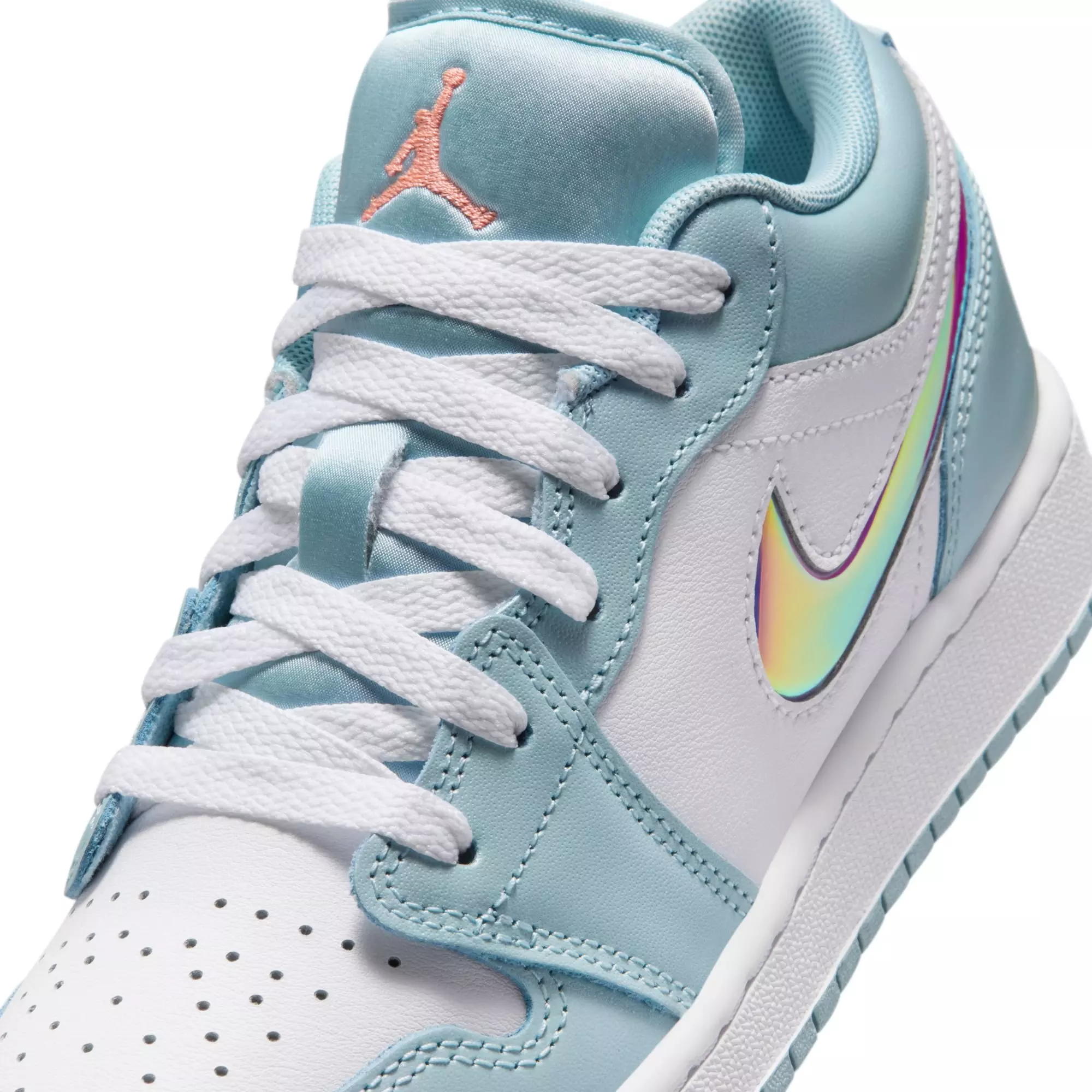 Jordan 1 Low "Ocean Bliss/Atomic Pink/White" Grade School Girls' Shoe - PURPLE/PINK