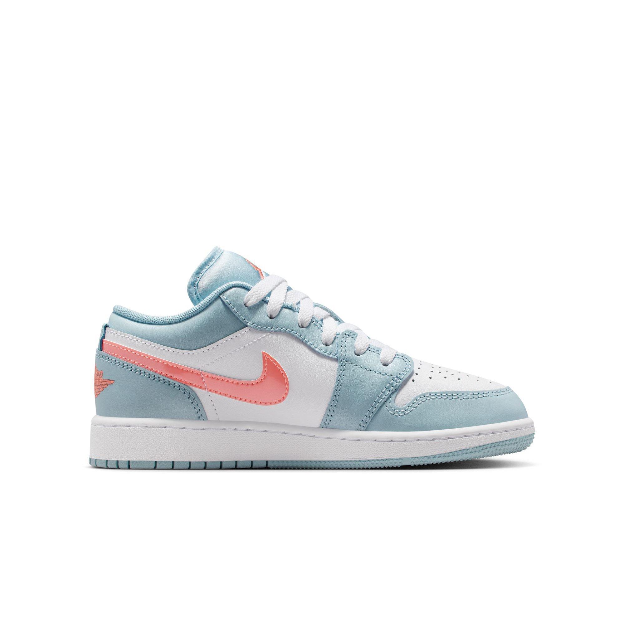 Jordan 1 Low Grade School Girls' "Ocean Bliss/Atomic Pink/White" Shoe