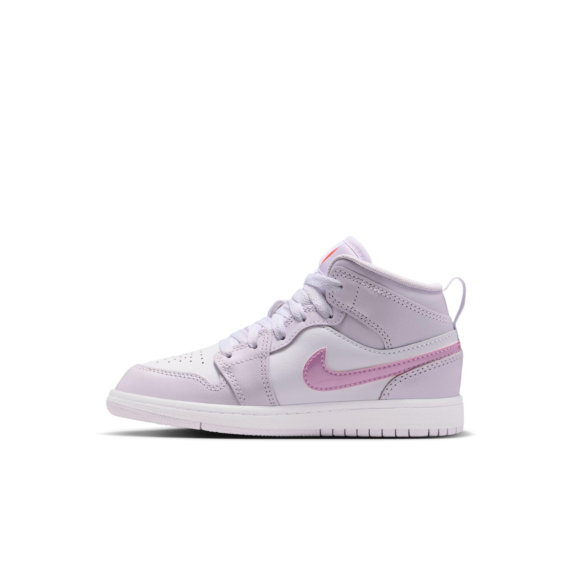 Jordan 1 Mid SE Preschool Girls' "Barely Grape/Atomic Pink/White" Shoe