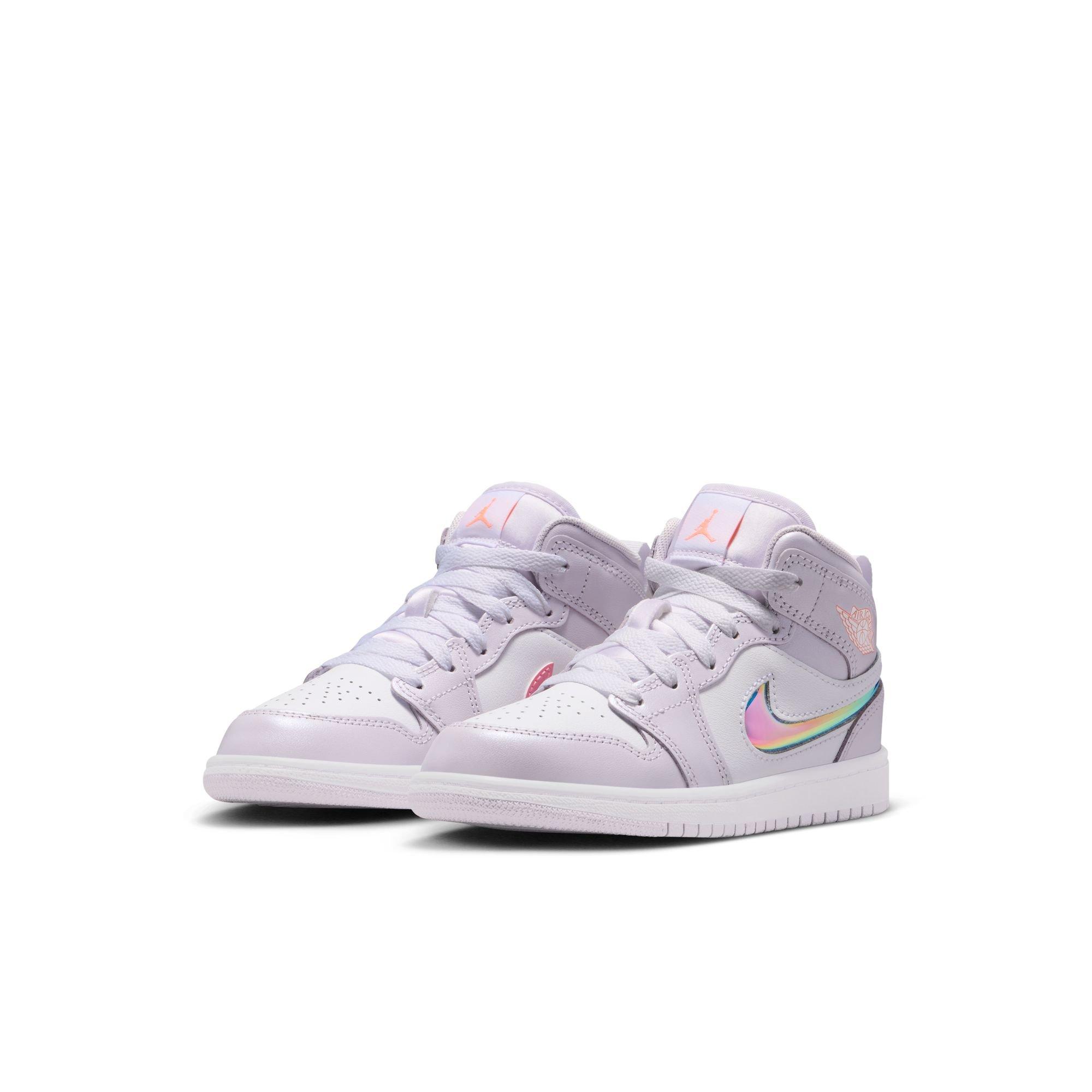 Jordan 1 Mid SE Preschool Girls' "Barely Grape/Atomic Pink/White" Shoe