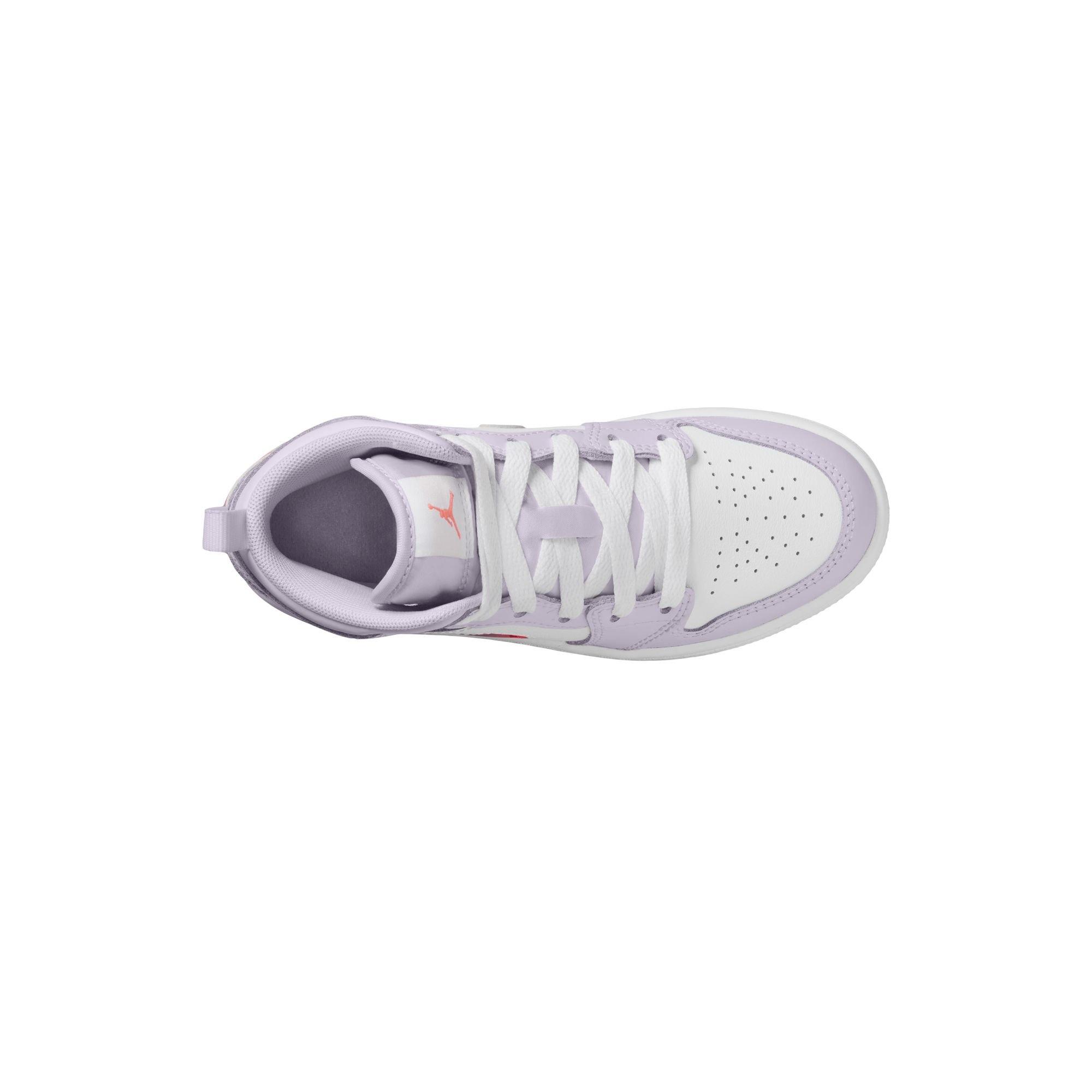Jordan 1 Mid SE Preschool Girls' "Barely Grape/Atomic Pink/White" Shoe