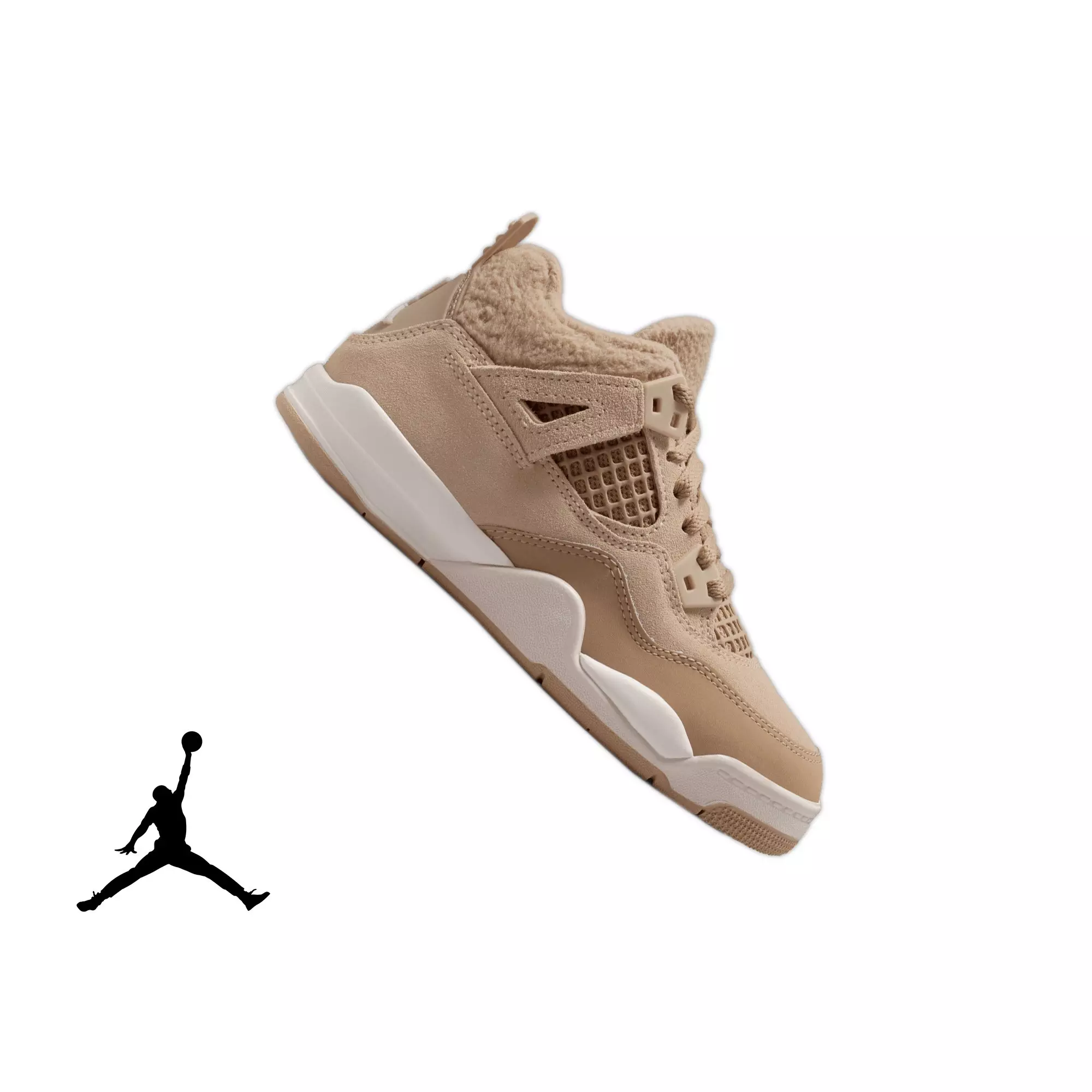 Jordan 4 Retro “Cozy Girl” Preschool Girls' Shoe - HEMP/OREWOOD BROWN