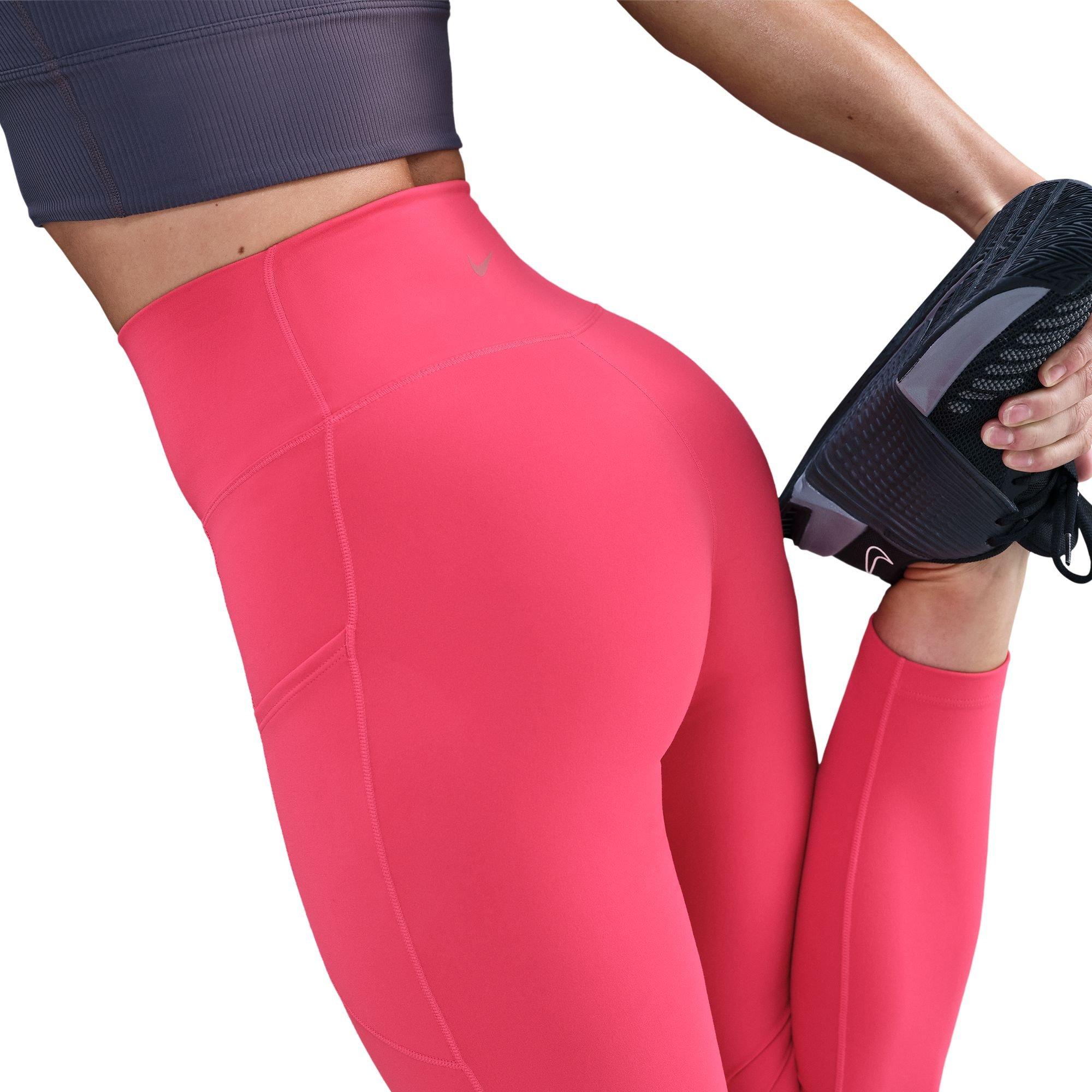 Nike Women's One High-Waisted 7/8 Leggings with Pockets - Pink - PINK Thumbnail View 4