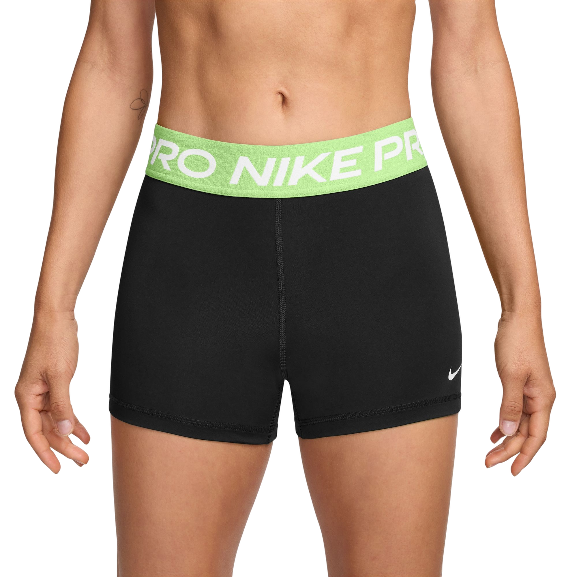 Nike Women's Pro 3" Shorts-Black/Volt - BLACK/VOLT Thumbnail View 1