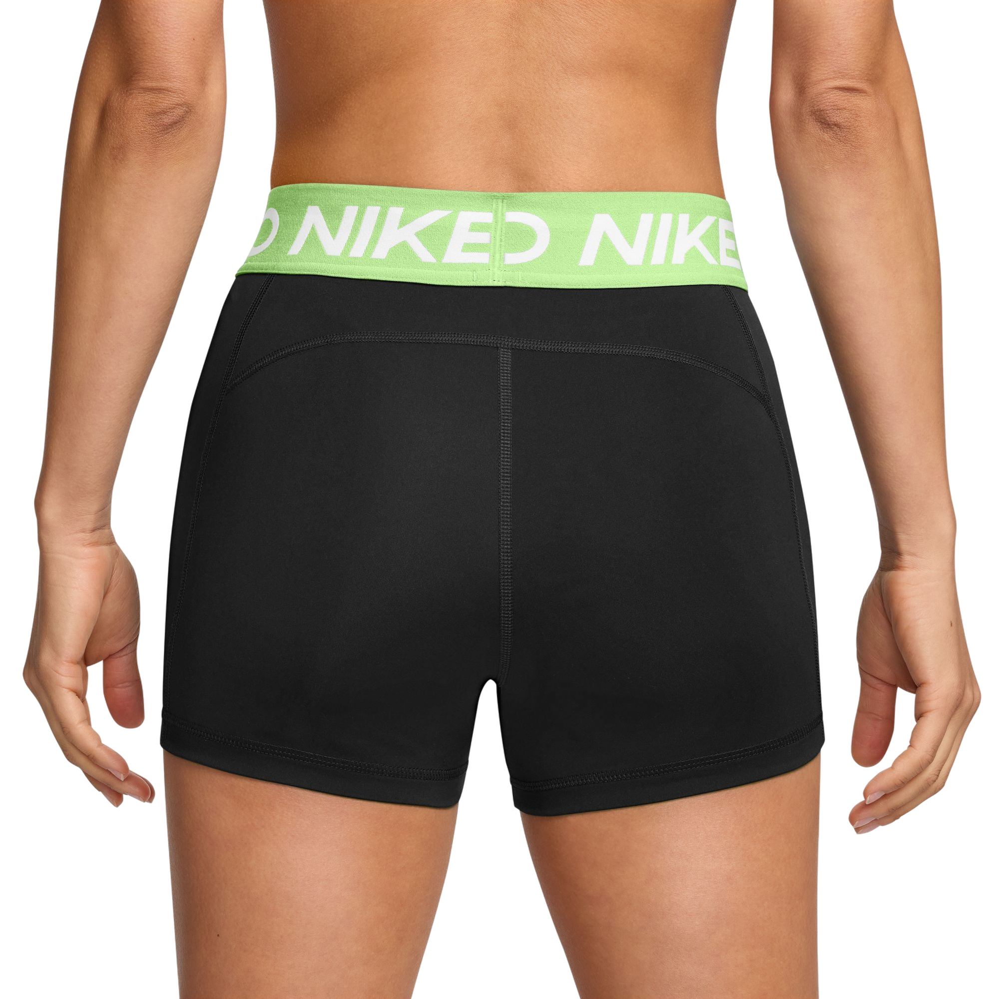 Nike Women's Pro 3" Shorts-Black/Volt - BLACK/VOLT Thumbnail View 2