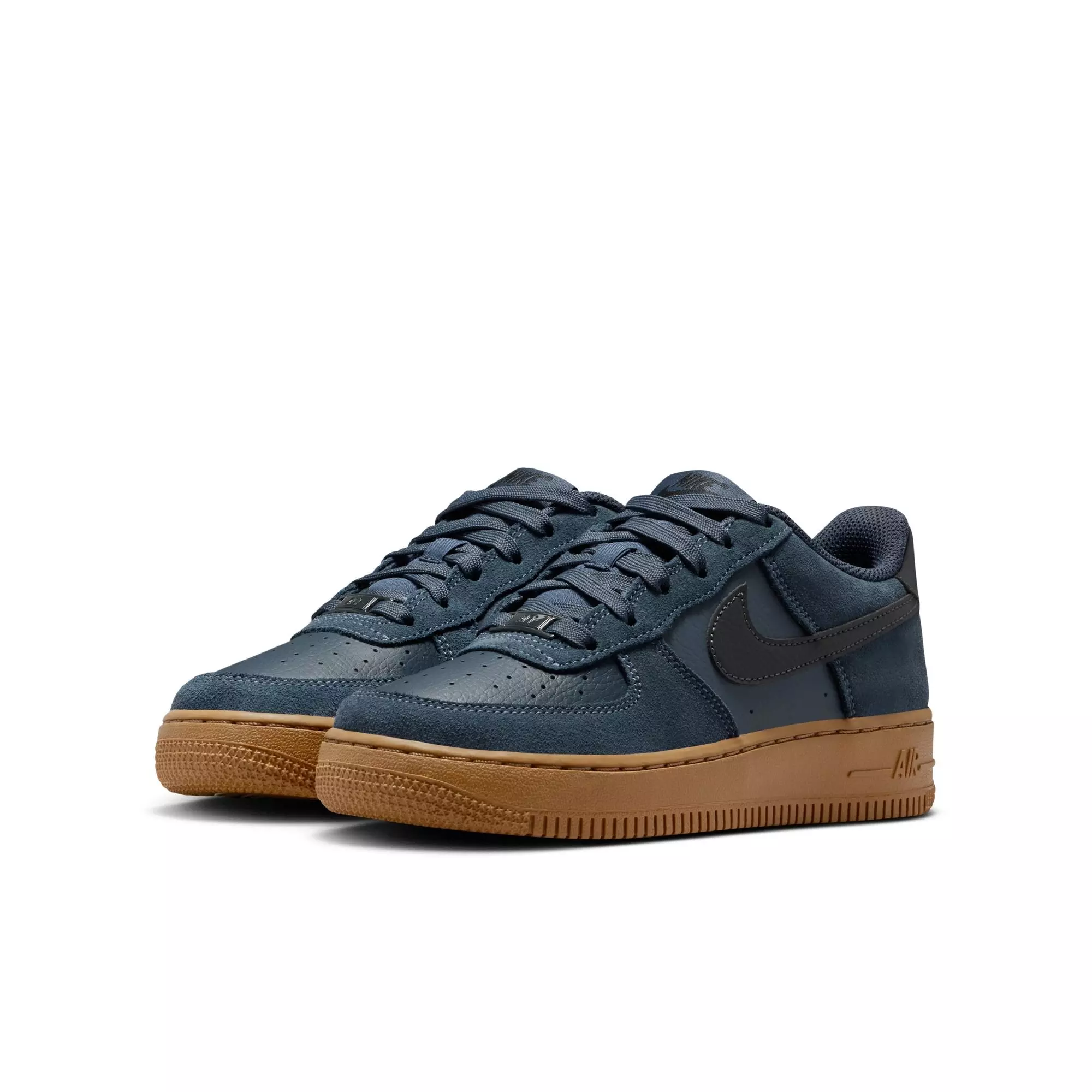 Nike Air Force 1 LV8 2 "Thunder Blue/Off Noir/Gum Med Brown" Grade School Boys' Shoe - BLUE JEAN