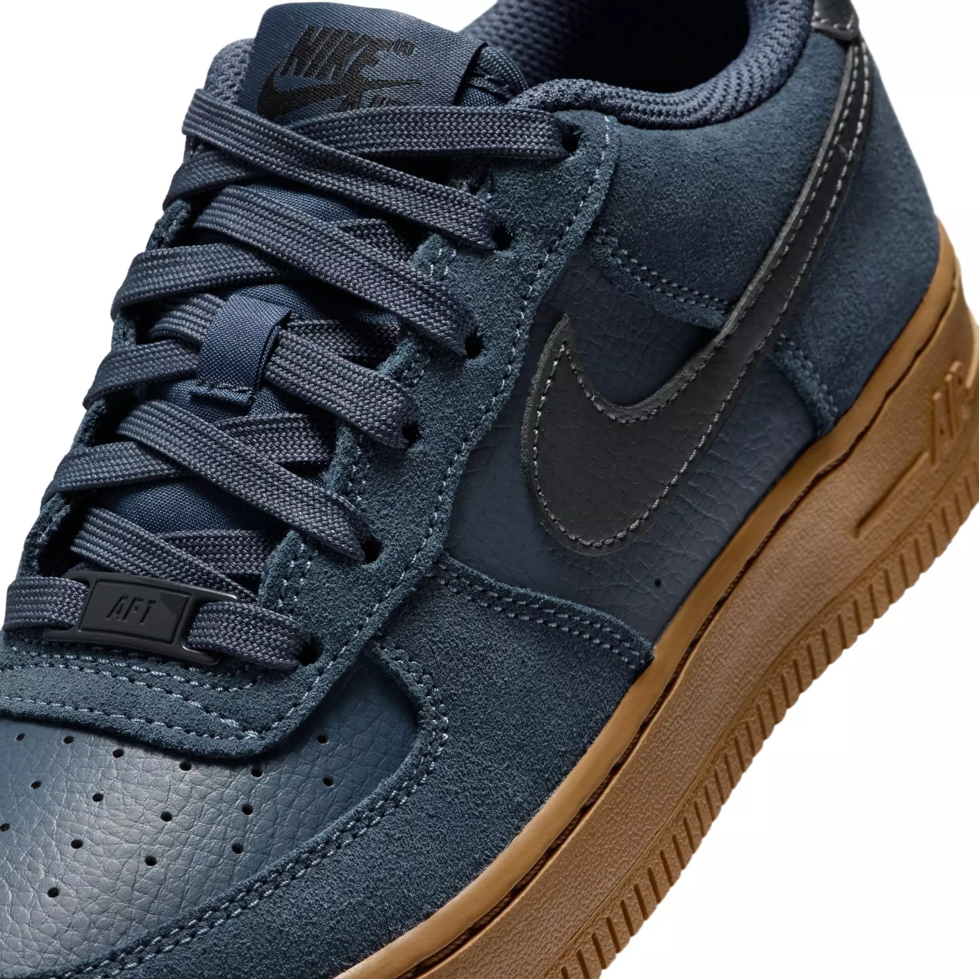 Nike Air Force 1 LV8 2 "Thunder Blue/Off Noir/Gum Med Brown" Grade School Boys' Shoe - BLUE JEAN