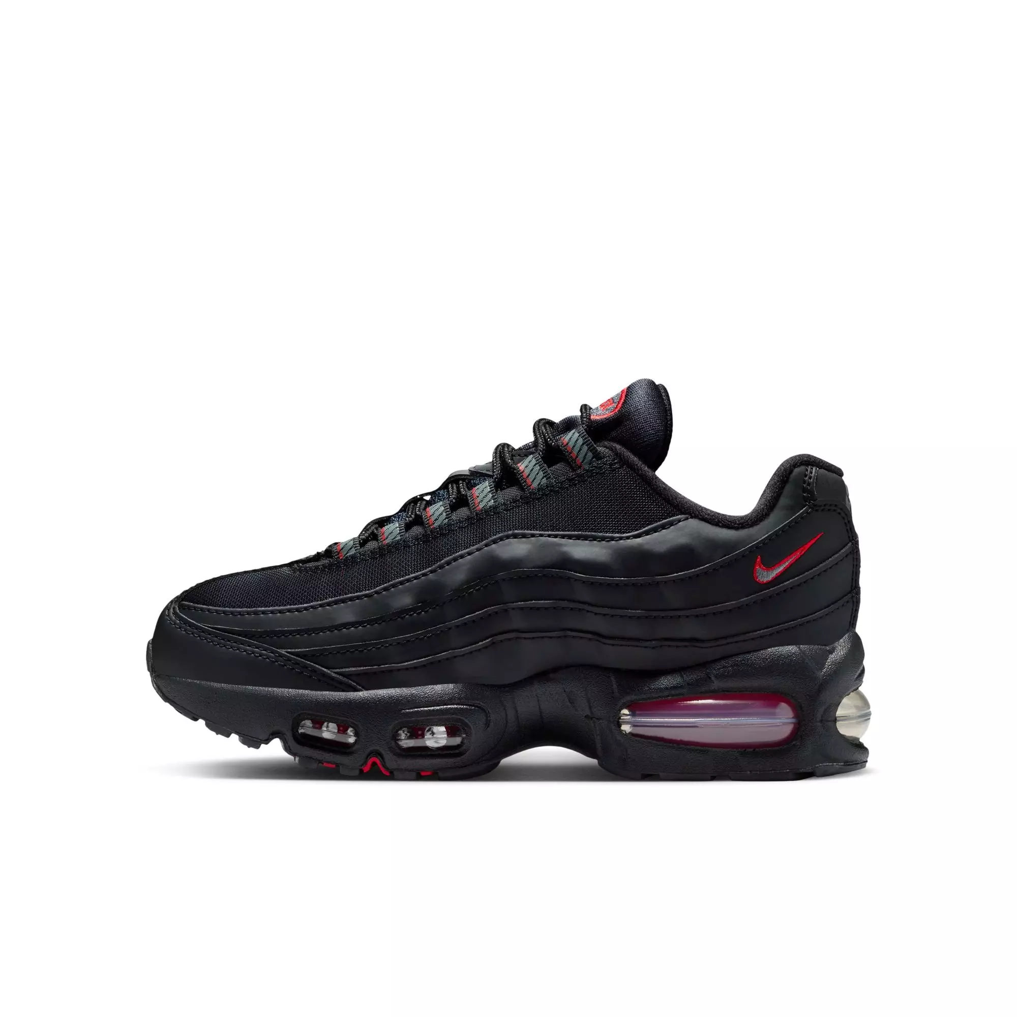 Nike Air Max 95 "Black/Smoke Grey/University Red/White" Grade School Boys' Shoe - BLACK/RED