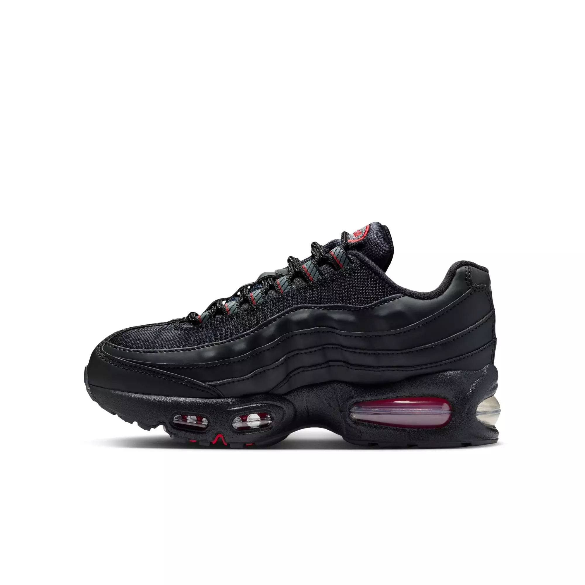 Nike Air Max 95 "Black/Smoke Grey/University Red/White" Grade School Boys' Shoe - BLACK/RED
