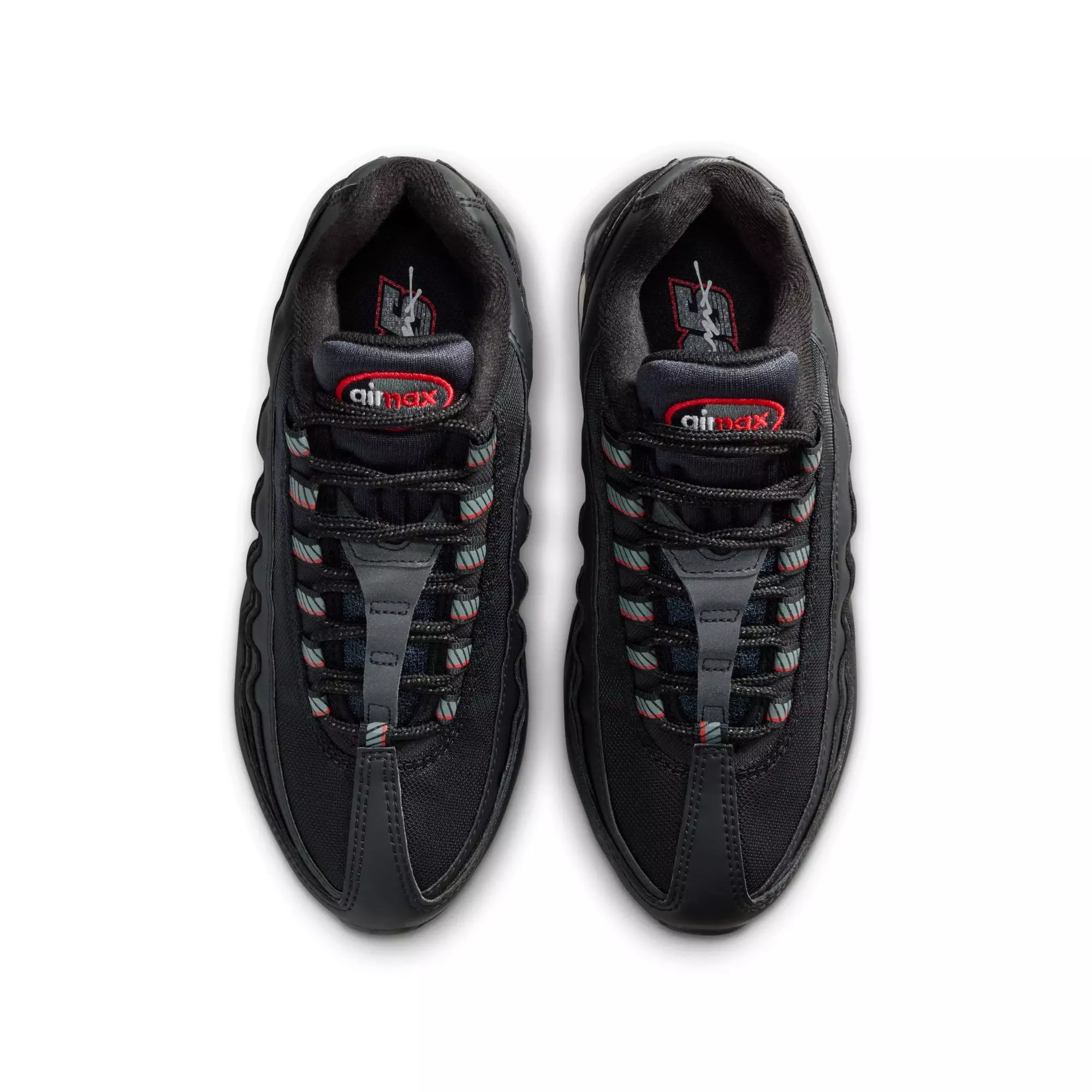Nike Air Max 95 "Black/Smoke Grey/University Red/White" Grade School Boys' Shoe - BLACK/RED