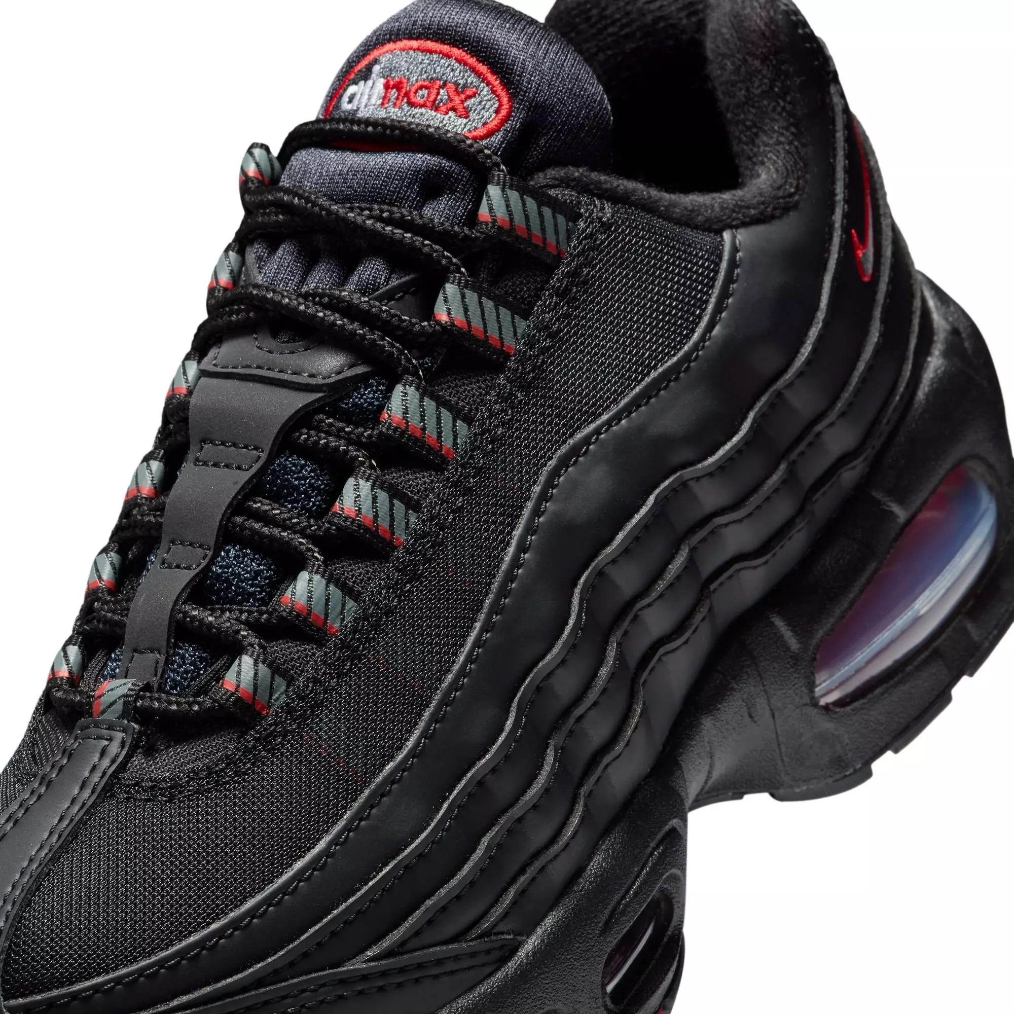 Nike Air Max 95 "Black/Smoke Grey/University Red/White" Grade School Boys' Shoe - BLACK/RED