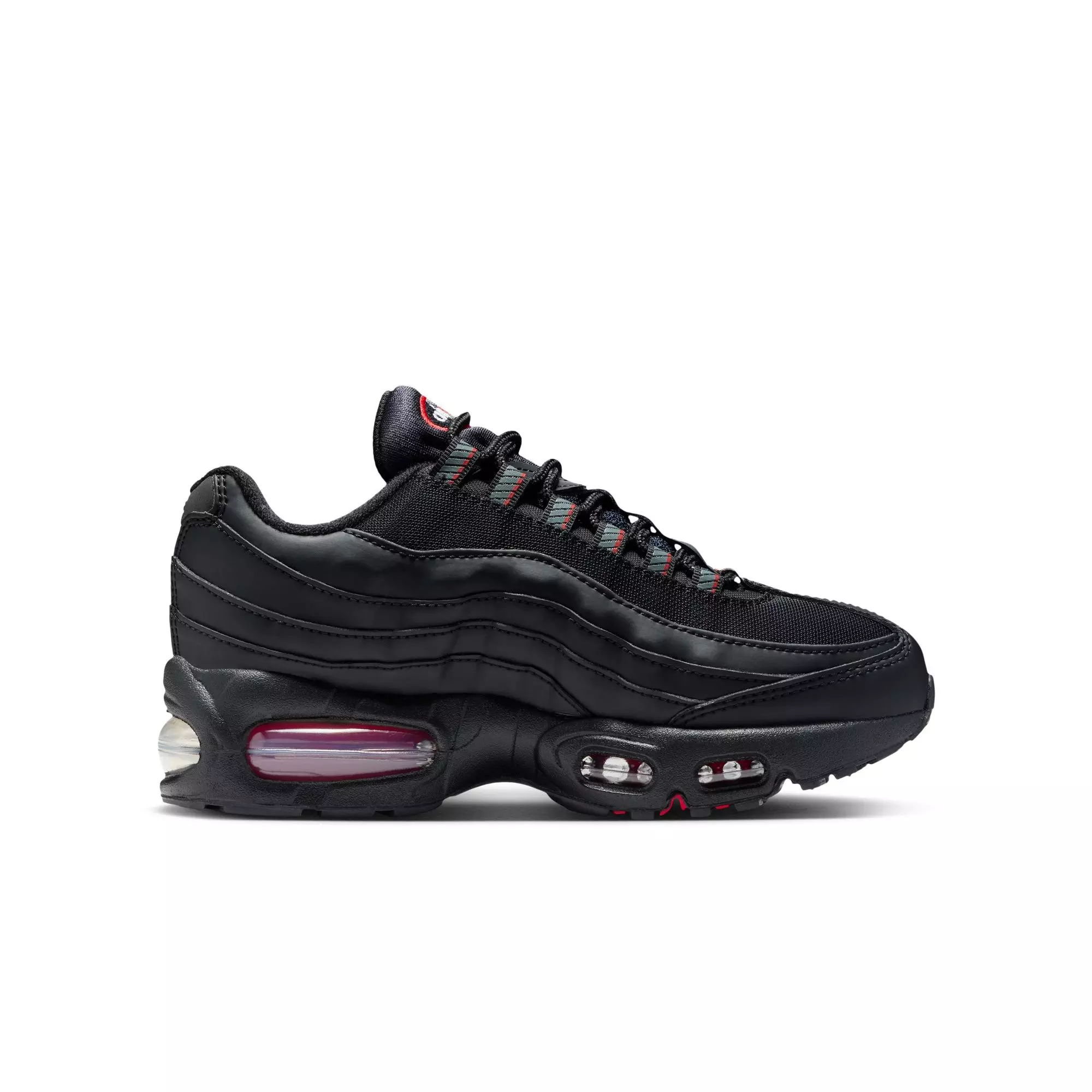 Nike Air Max 95 "Black/Smoke Grey/University Red/White" Grade School Boys' Shoe - BLACK/RED