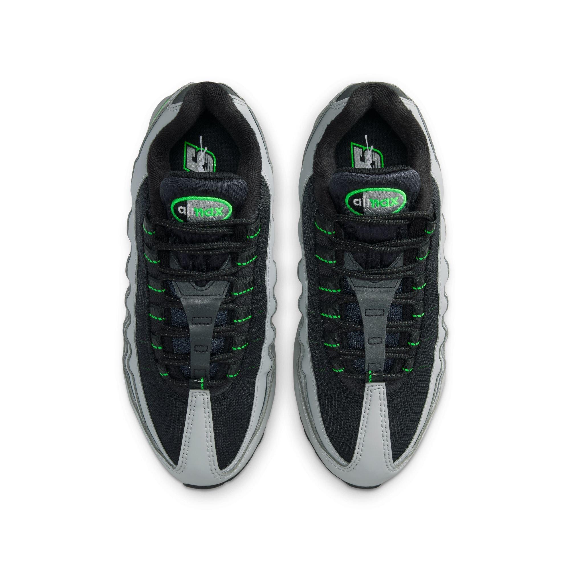 Nike Air Max 95 Grade School Boys' "Lt Smoke Grey/Black/Green Strike/White" Shoe