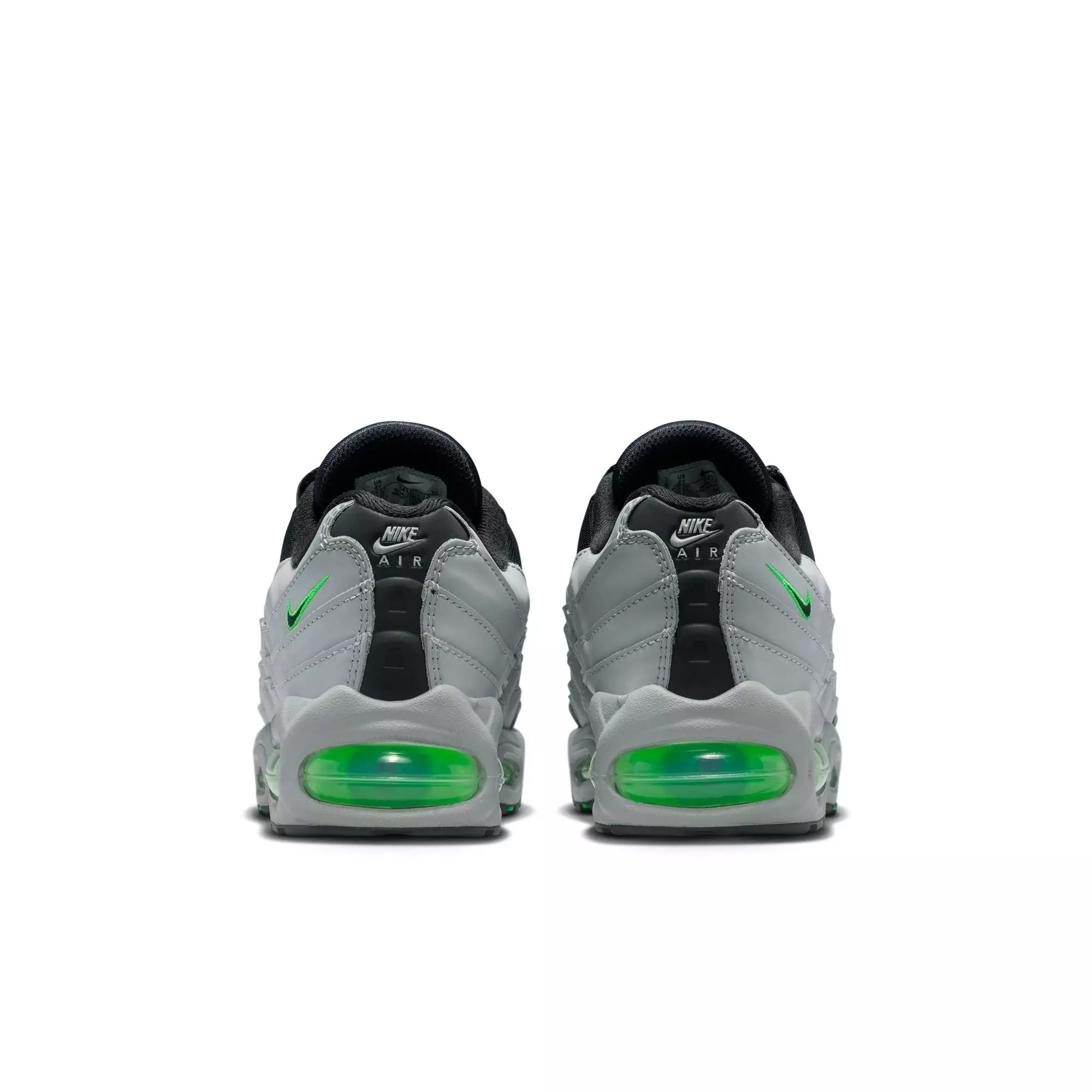 Nike Air Max 95 "Lt Smoke Grey/Black/Green Strike/White" Grade School Boys' Shoe - GREY/GREEN