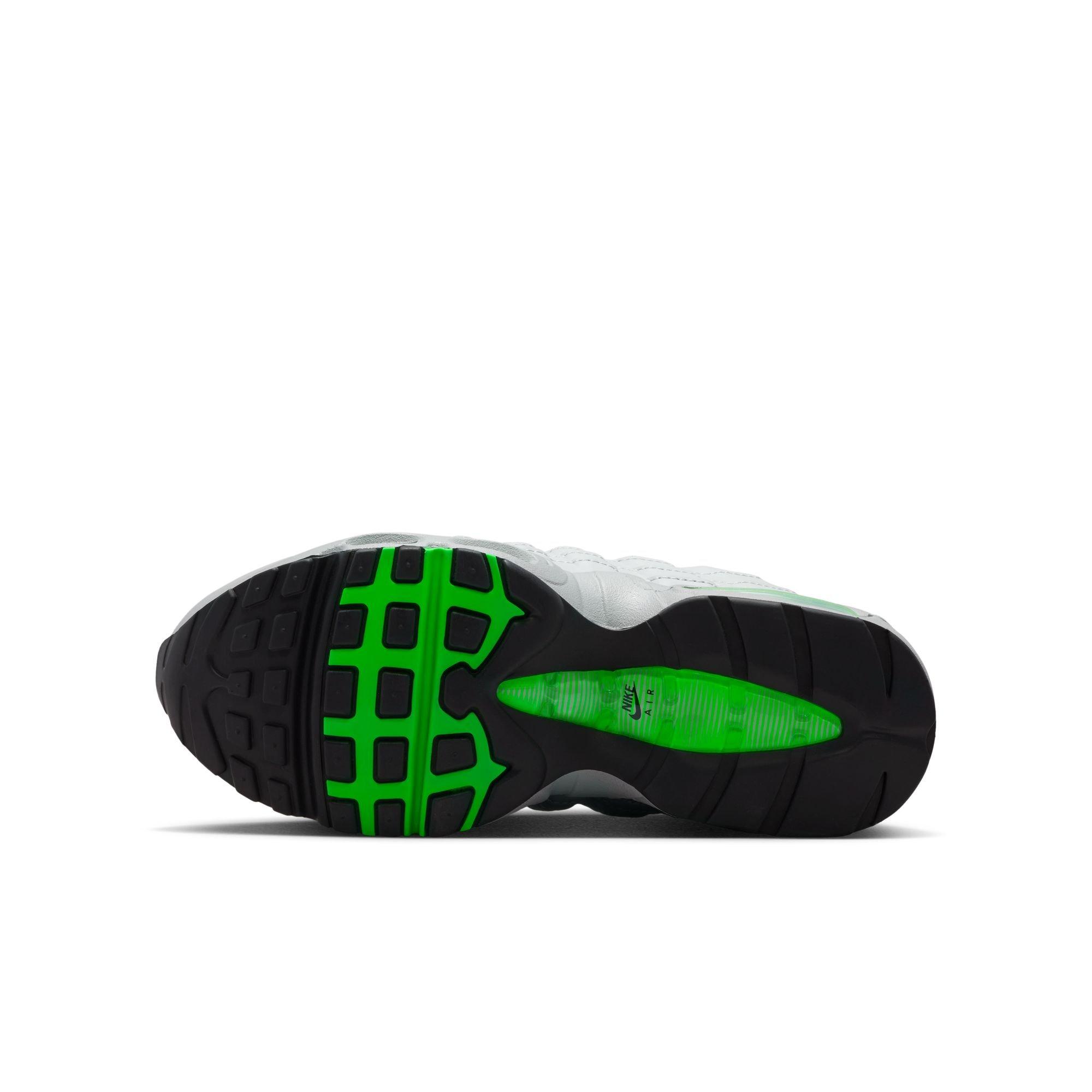 Nike Air Max 95 Grade School Boys' "Lt Smoke Grey/Black/Green Strike/White" Shoe