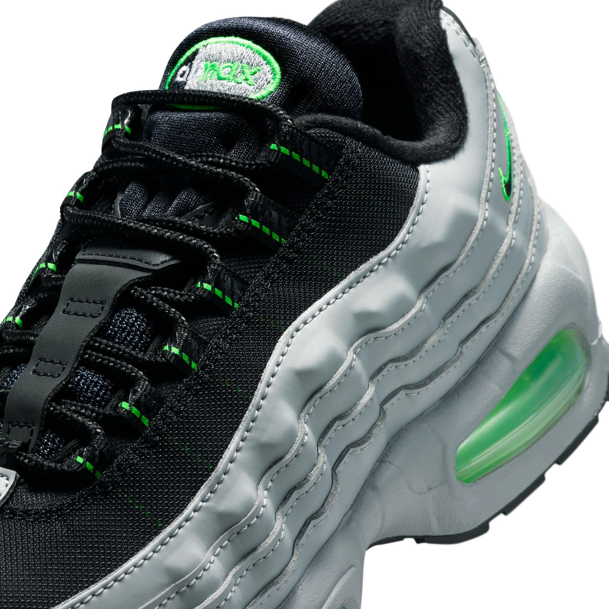 Nike Air Max 95 Grade School Boys' "Lt Smoke Grey/Black/Green Strike/White" Shoe
