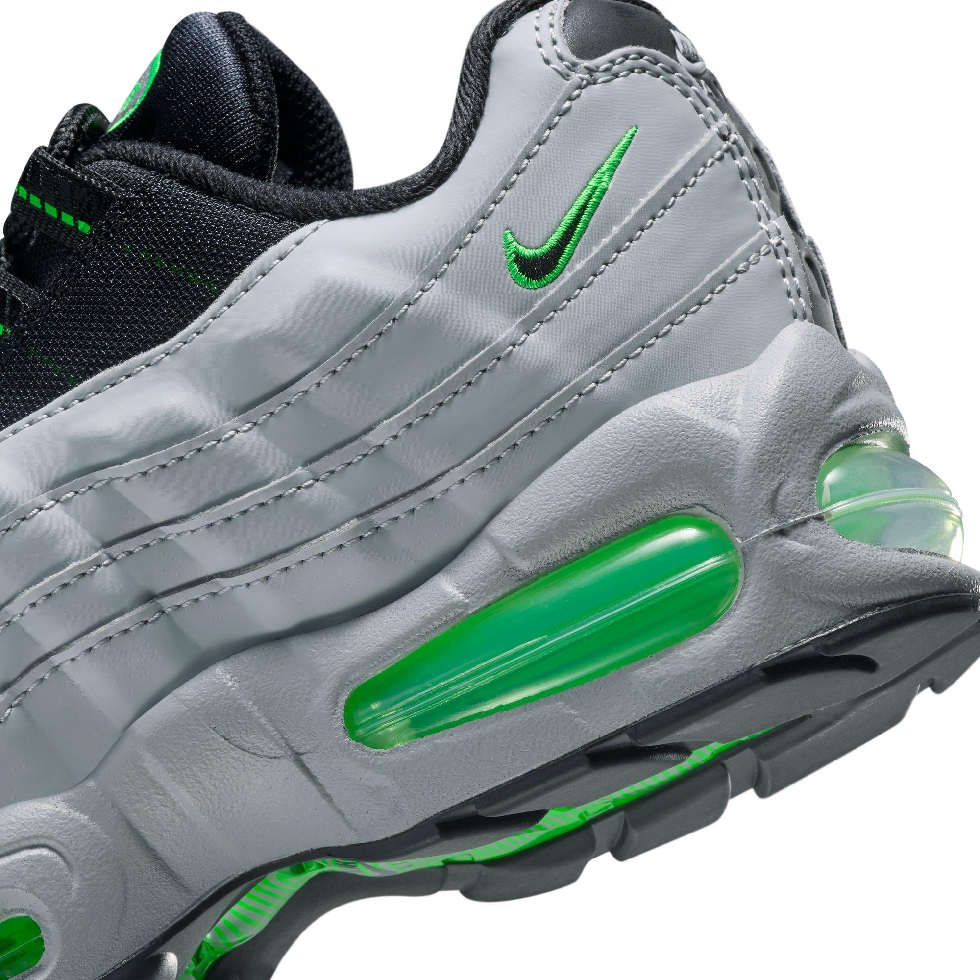 Nike Air Max 95 Grade School Boys' "Lt Smoke Grey/Black/Green Strike/White" Shoe