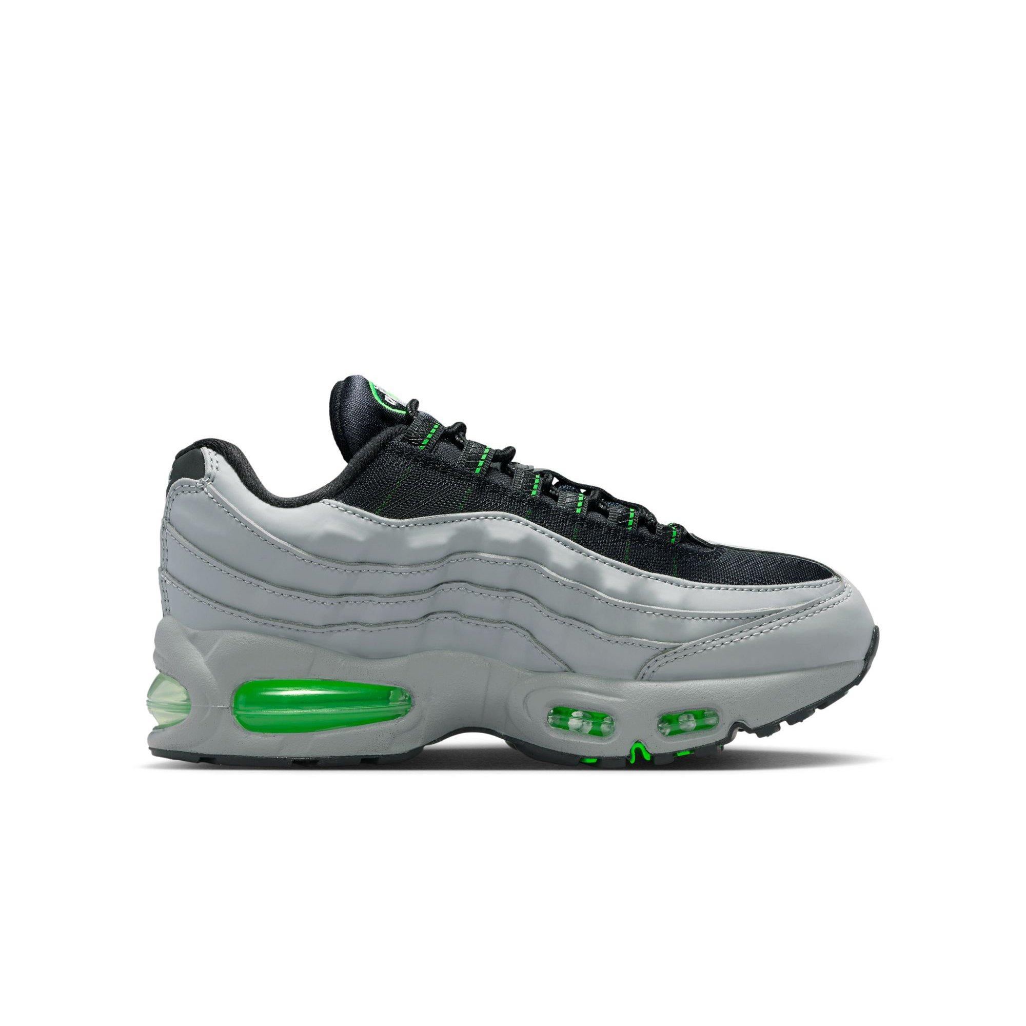 Nike Air Max 95 Grade School Boys' "Lt Smoke Grey/Black/Green Strike/White" Shoe