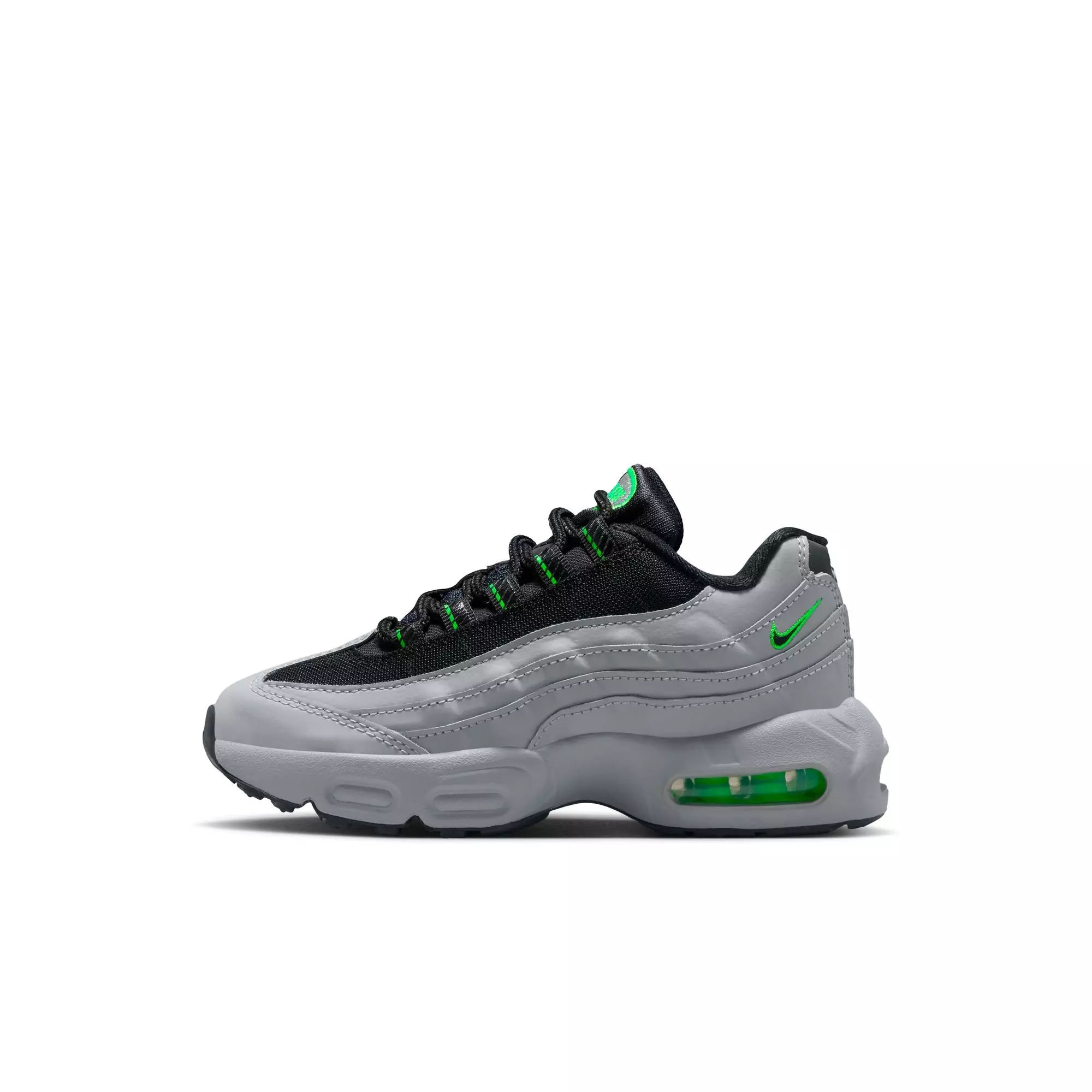 Nike Air Max 95 Recraft "Lt Smoke Grey/Black/Green Strike/White" Preschool Boys' Shoe - GREY/GREEN