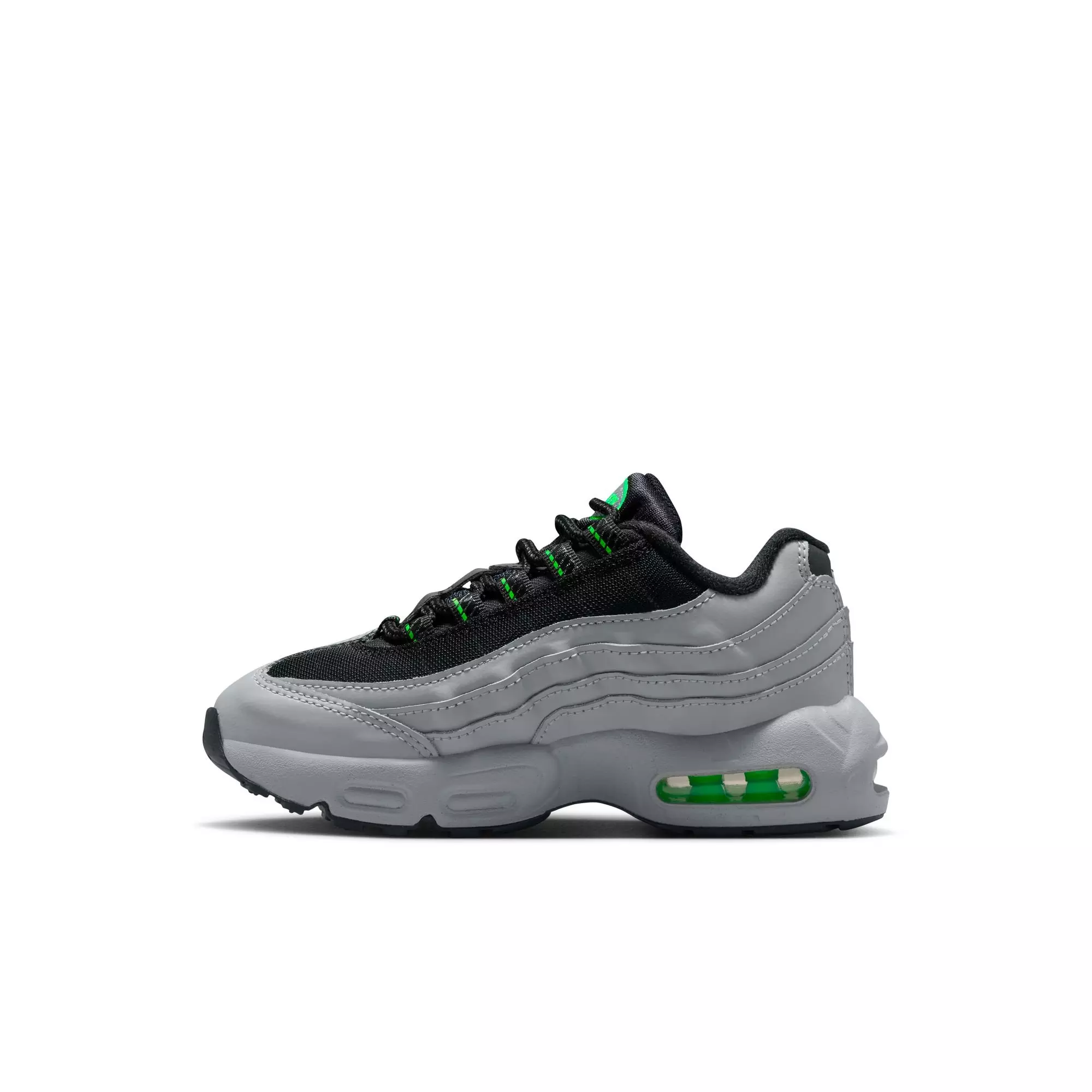 Nike Air Max 95 Recraft "Lt Smoke Grey/Black/Green Strike/White" Preschool Boys' Shoe - GREY/GREEN