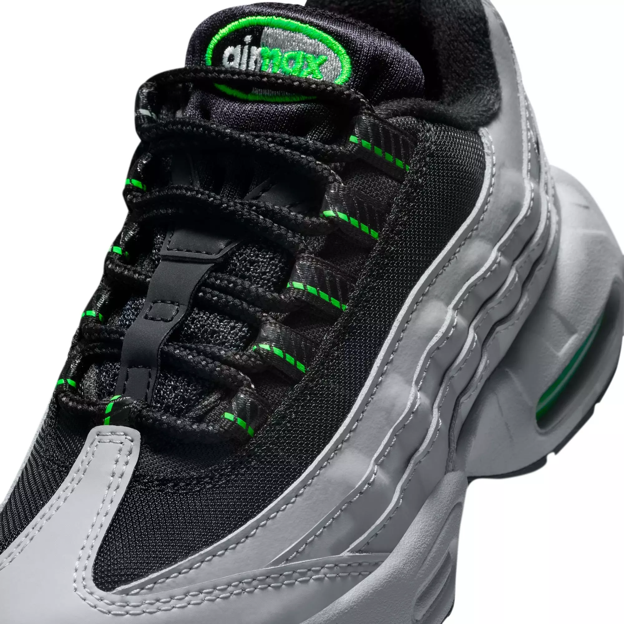 Nike Air Max 95 Recraft "Lt Smoke Grey/Black/Green Strike/White" Preschool Boys' Shoe - GREY/GREEN