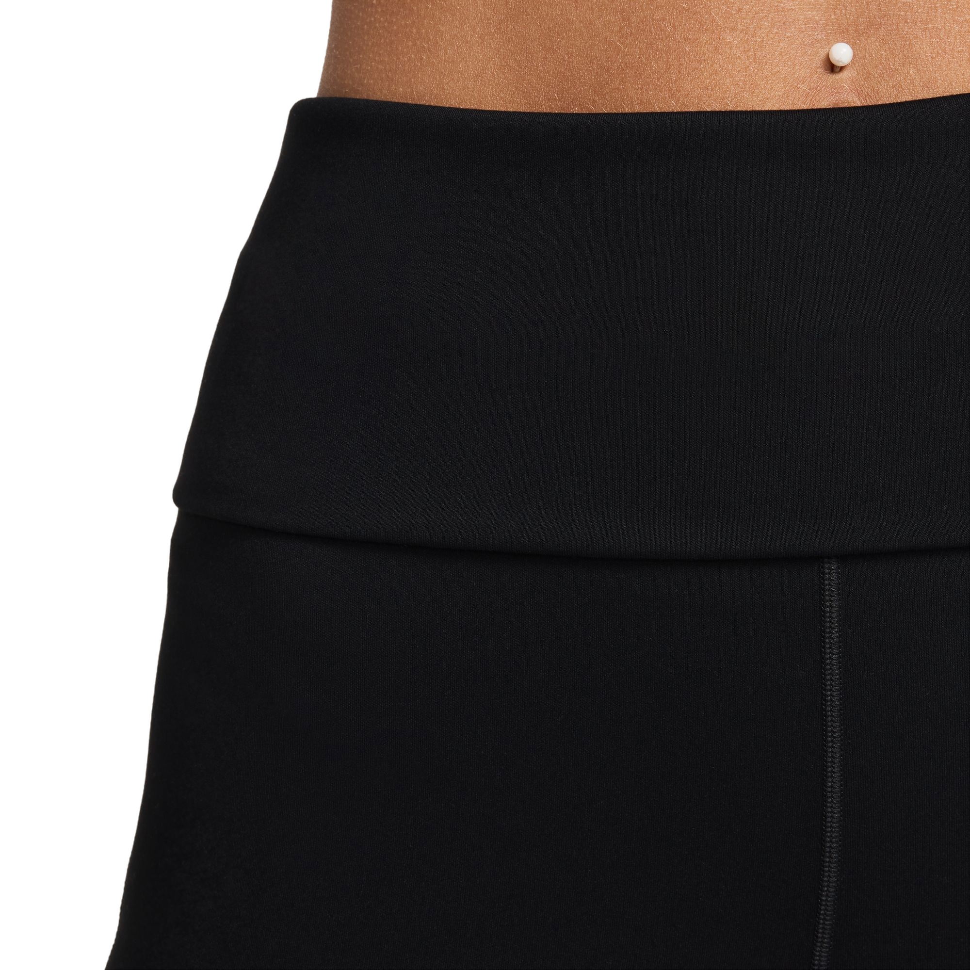 Nike Women's One Dri-FIT High-Waisted Fold-Over Pants - BLACK Thumbnail View 4