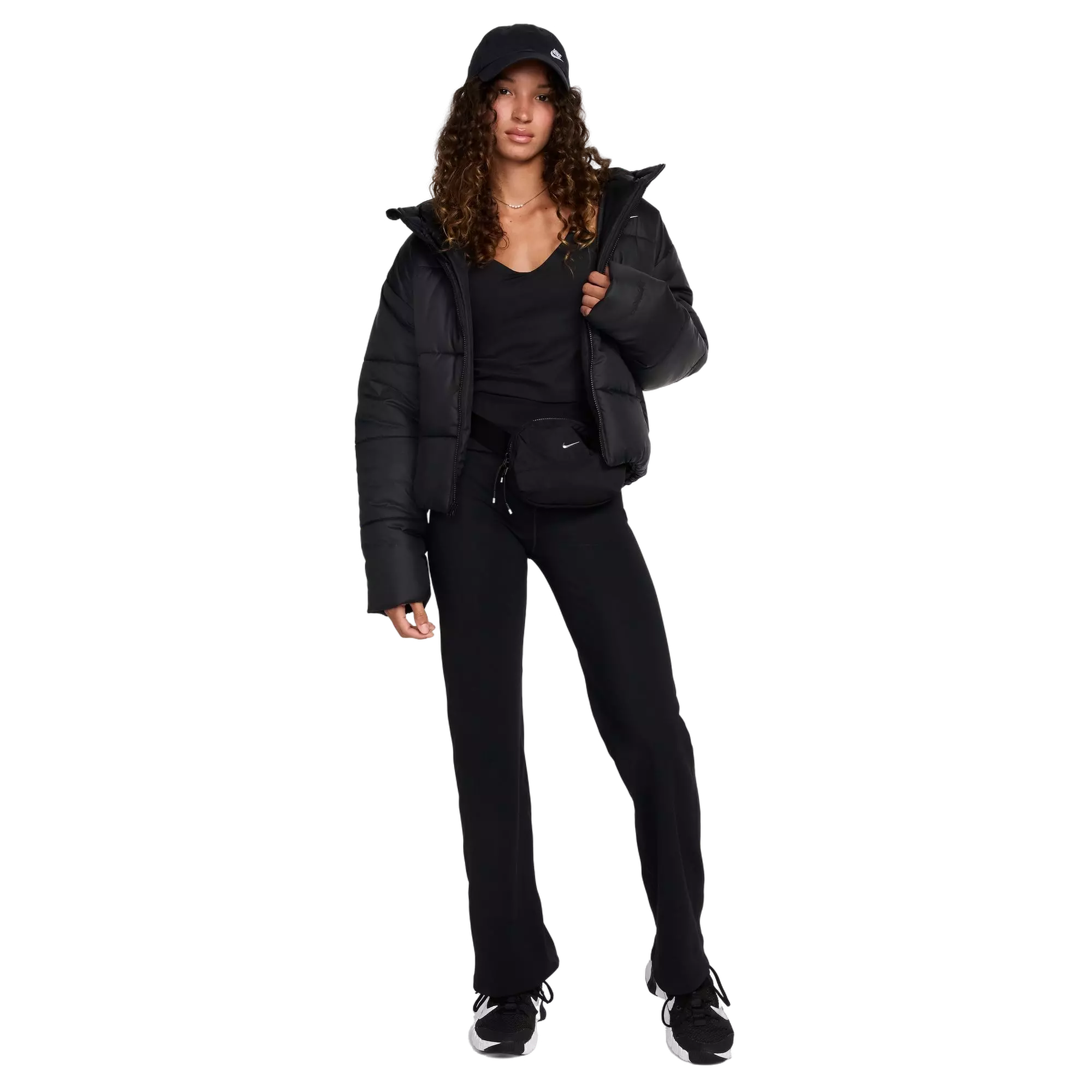 Nike Women's One Dri-FIT High-Waisted Fold-Over Pants - BLACK
